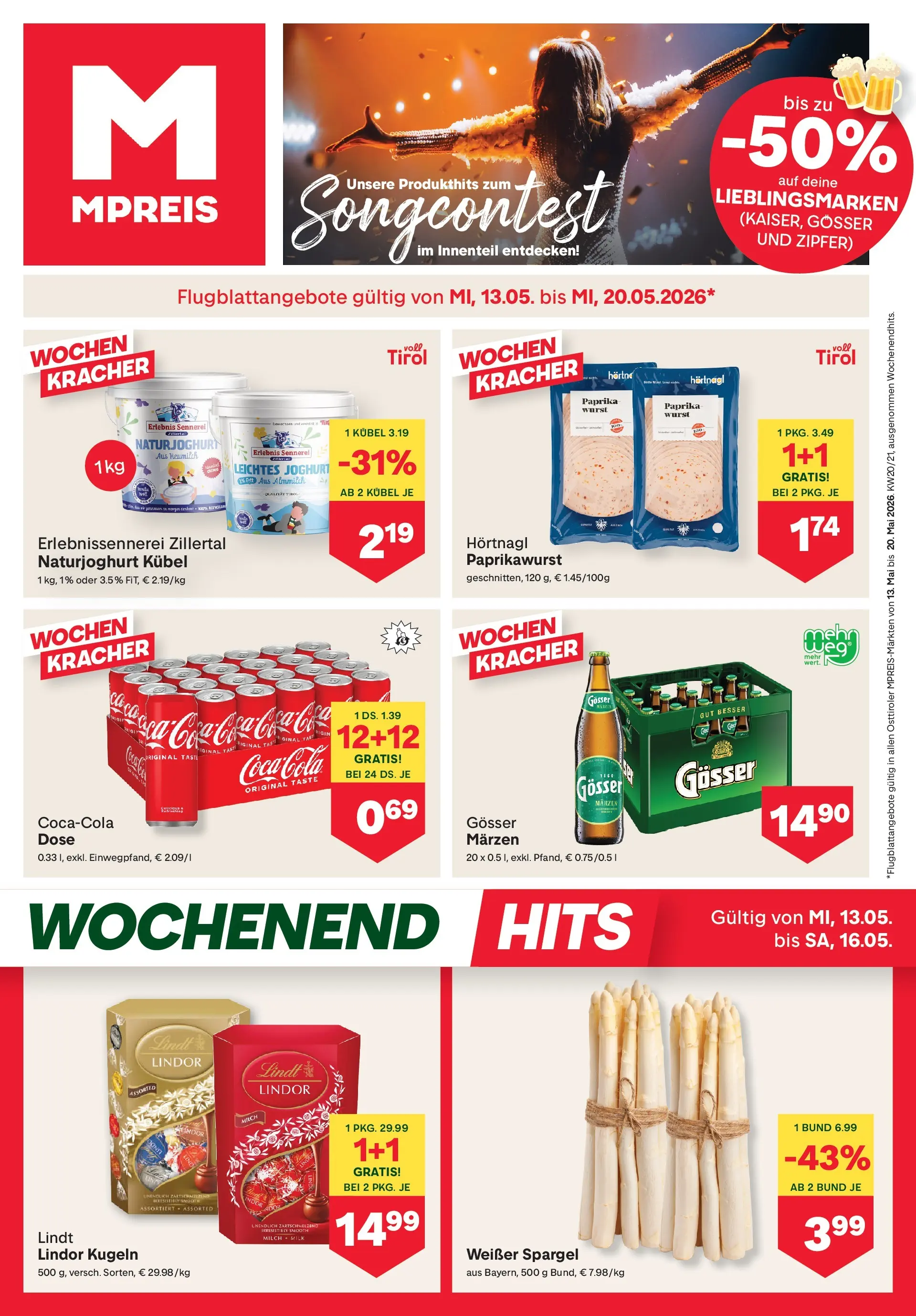 MPREIS Sillian von 13.05.2026 - Aktuelle Angebote | Seite: 1 | Produkte: Wurst, Milch, Joghurt