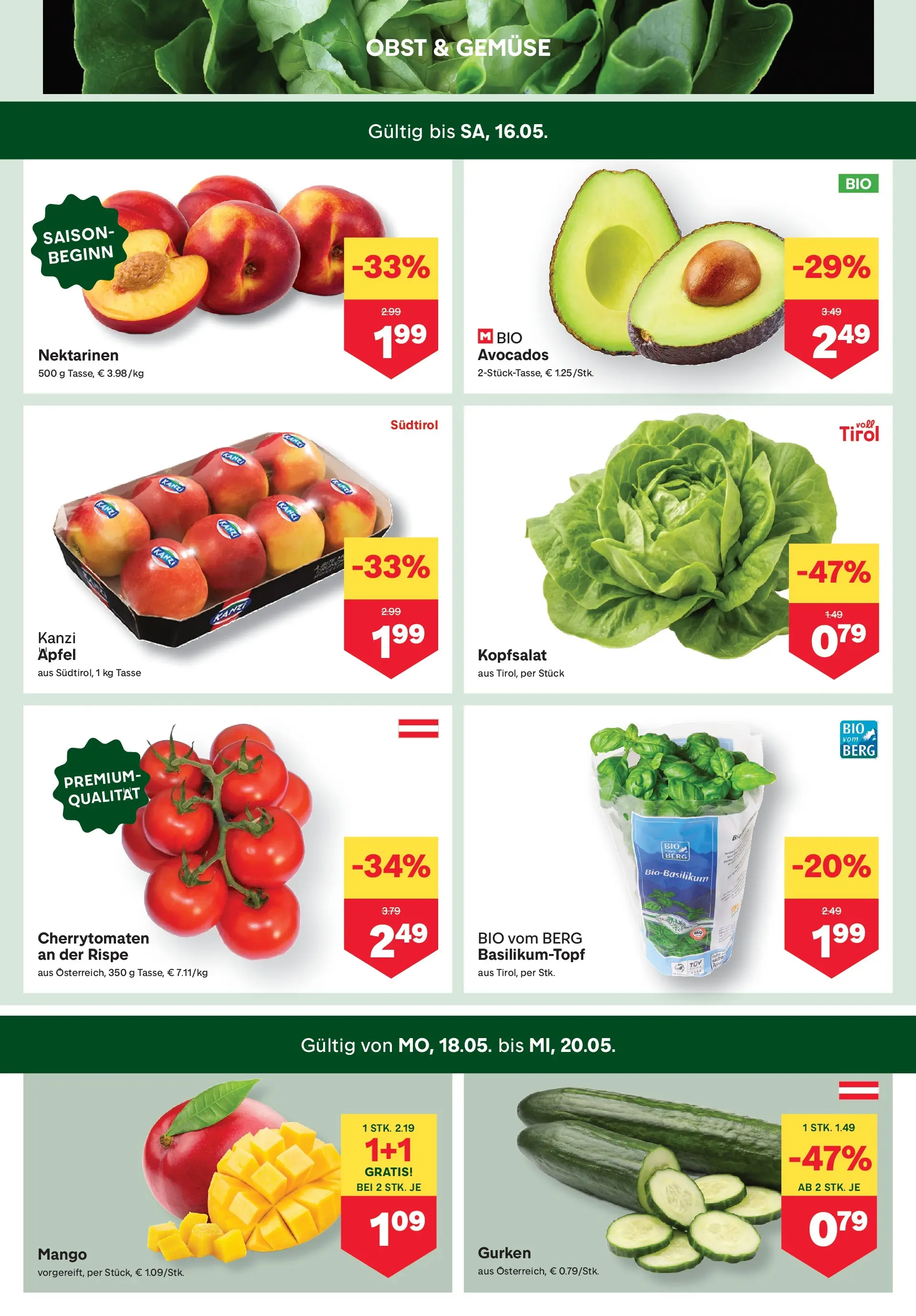 MPREIS St.Gallenkirch von 13.05.2026 - Aktuelle Angebote | Seite: 2 | Produkte: Gemüse, Obst, Mango, Äpfel