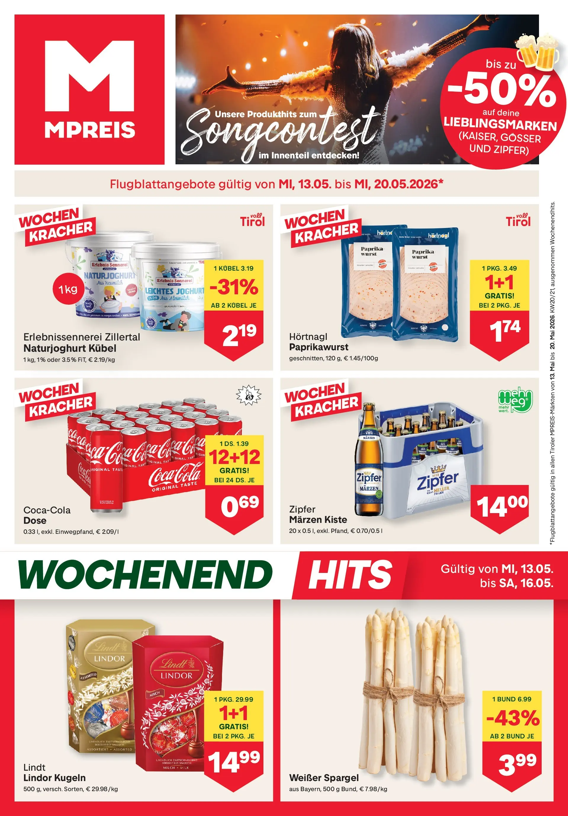 MPREIS Pfunds von 13.05.2026 - Aktuelle Angebote | Seite: 1 | Produkte: Wurst, Milch, Joghurt