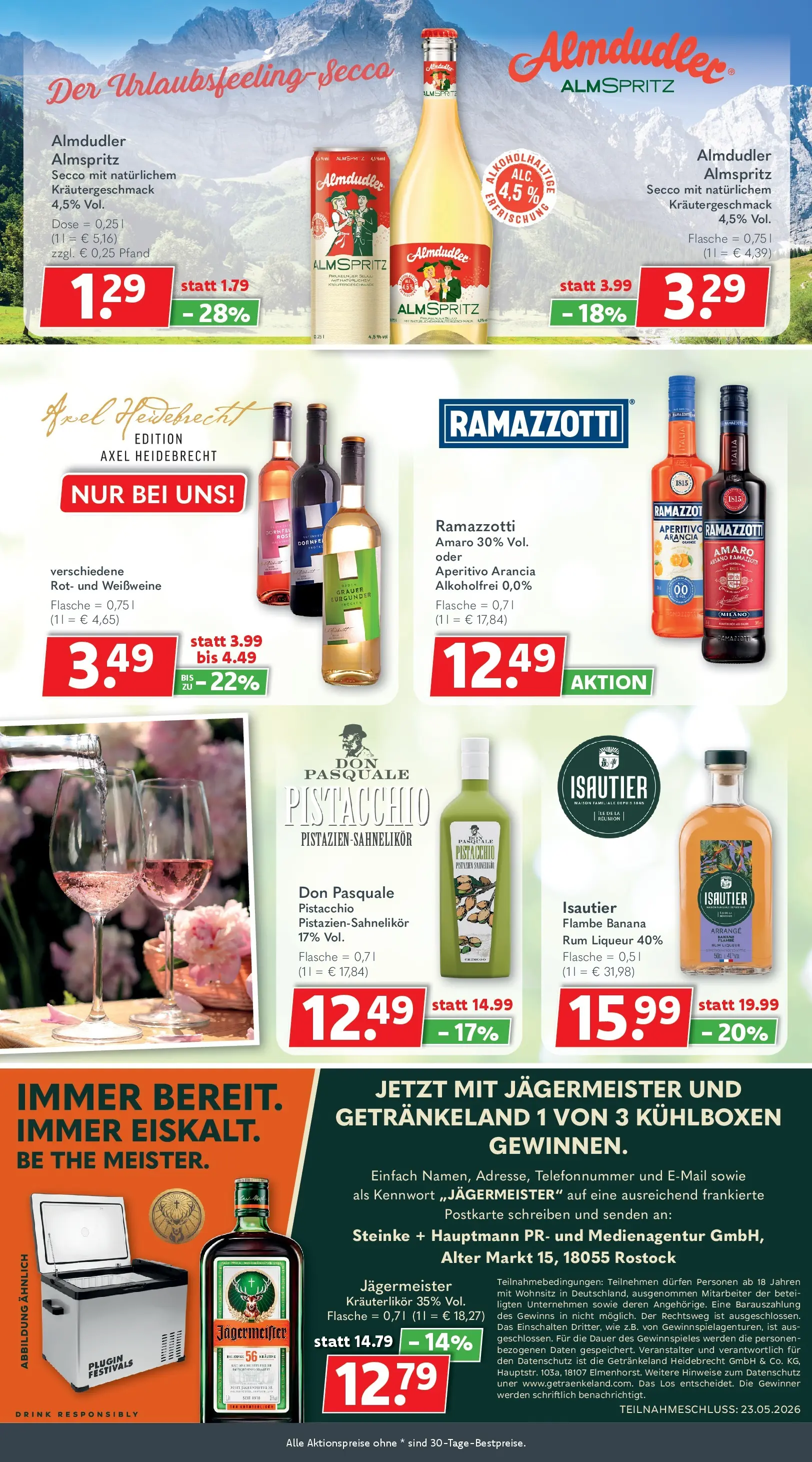 Getränkeland - Getränkeland: Getränkeangebote (ab 10.05.2026) zum Blättern | Seite: 8 | Produkte: Rum, Pistazien, Jägermeister, Ramazzotti