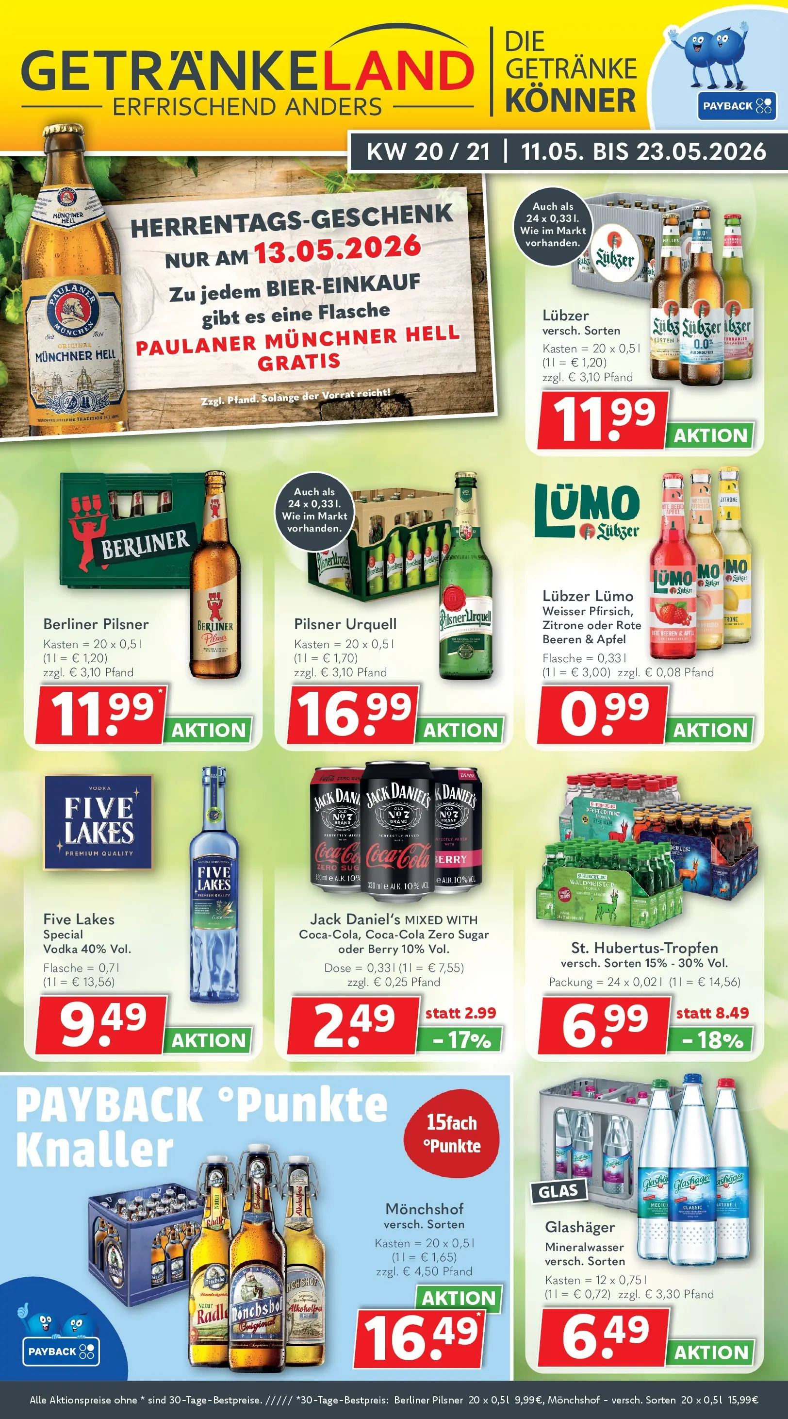 Getränkeland - Getränkeland: Getränkeangebote (ab 10.05.2026) zum Blättern | Seite: 1 | Produkte: Monchshof, Zitrone, Lubzer, Berliner pilsner