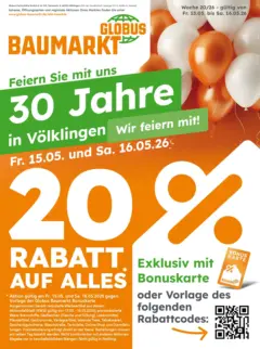 Globus Baumarkt Prospekt Völklingen	 ab 15.05.2026 gültig