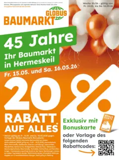 Globus Baumarkt Prospekt Hermeskeil	 ab 15.05.2026 gültig