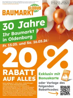 Globus Baumarkt Prospekt Oldenburg	 ab 15.05.2026 gültig
