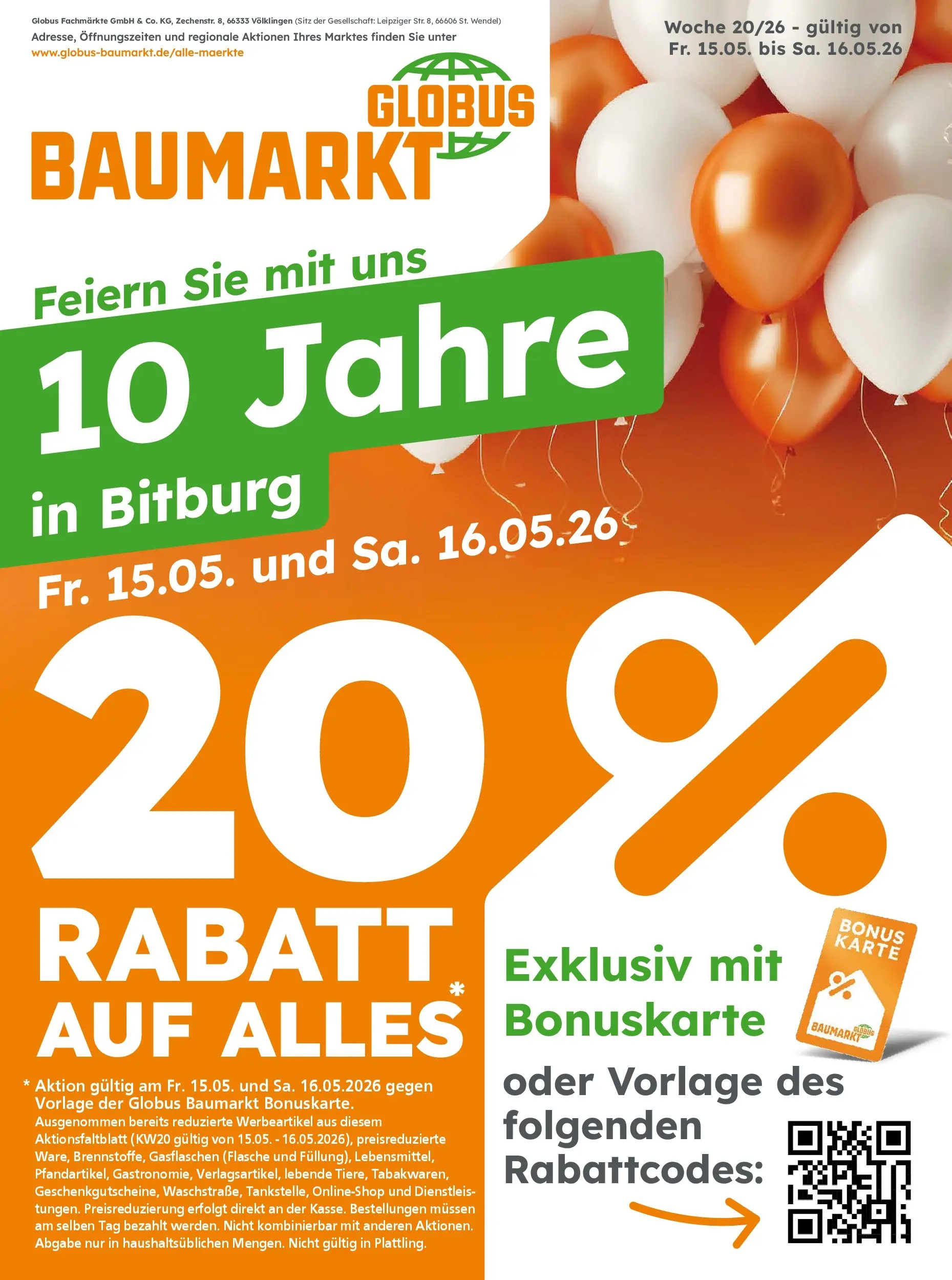 Globus Baumarkt Prospekt Bitburg	 (ab 15.05.2026) zum Blättern | Seite: 1