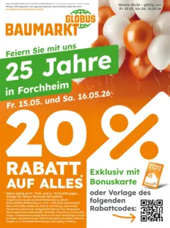 Globus Baumarkt Prospekt Forchheim ab 15.05.2026 gültig Globus Baumarkt Prospekt Forchheim ab 15.05.2026 gültig