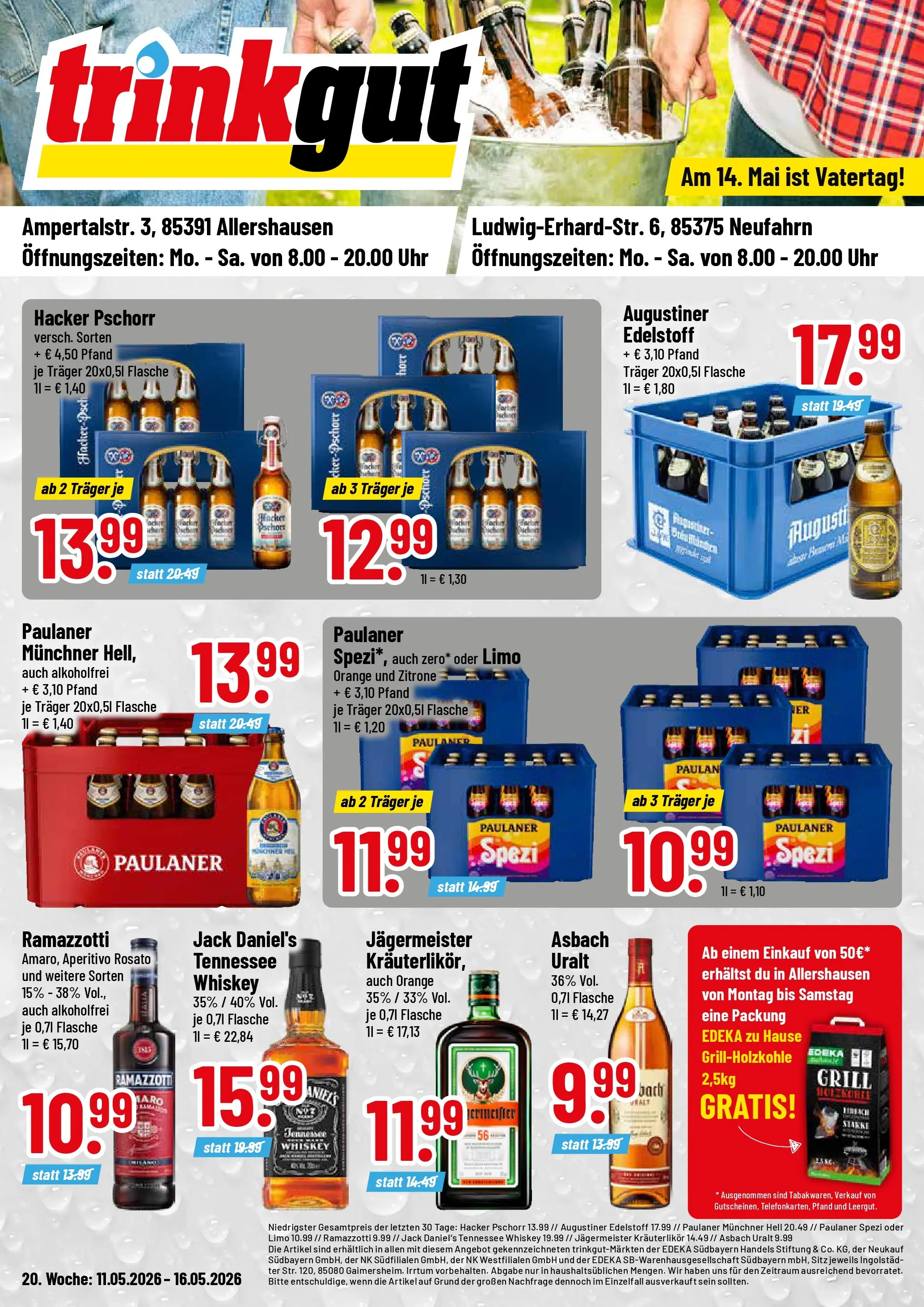 Trinkgut Prospekt Allershausen	 (ab 10.05.2026) » Angebote online | Seite: 1 | Produkte: Jägermeister, Whiskey, Ramazzotti, Uhr