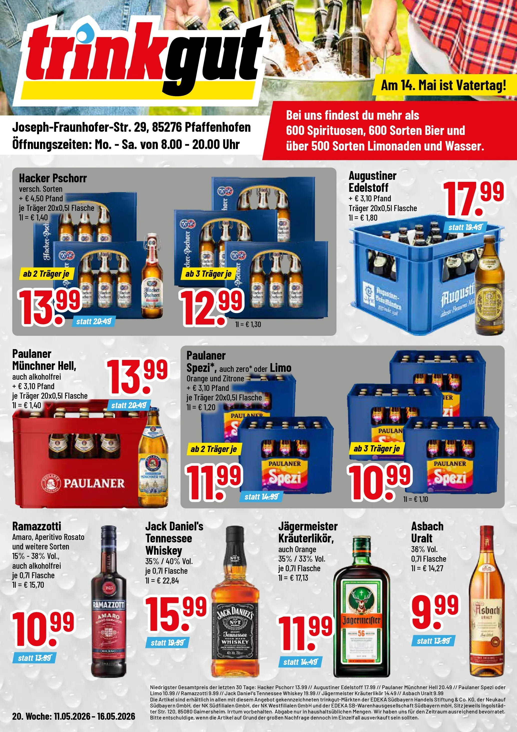 Trinkgut Prospekt Pfaffenhofen/Ilm	 (ab 10.05.2026) » Angebote online | Seite: 1 | Produkte: Jack Daniel's, Whiskey, Ramazzotti, Uhr