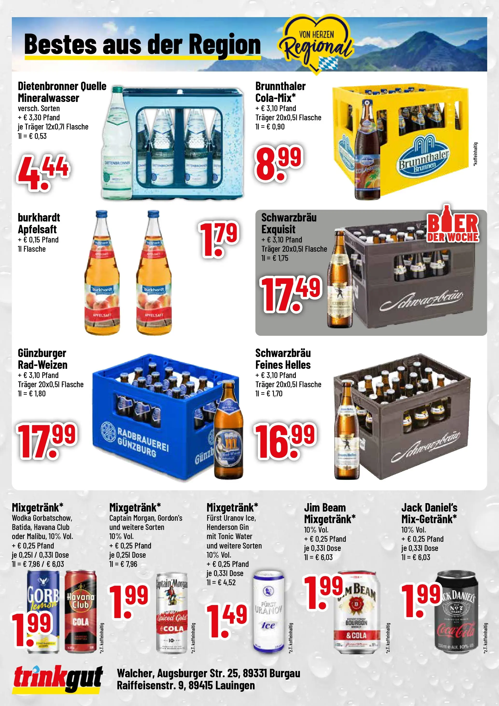 Trinkgut Prospekt Burgau	 (ab 10.05.2026) » Angebote online | Seite: 4 | Produkte: Havana club, Mineralwasser, Bourbon, Wodka