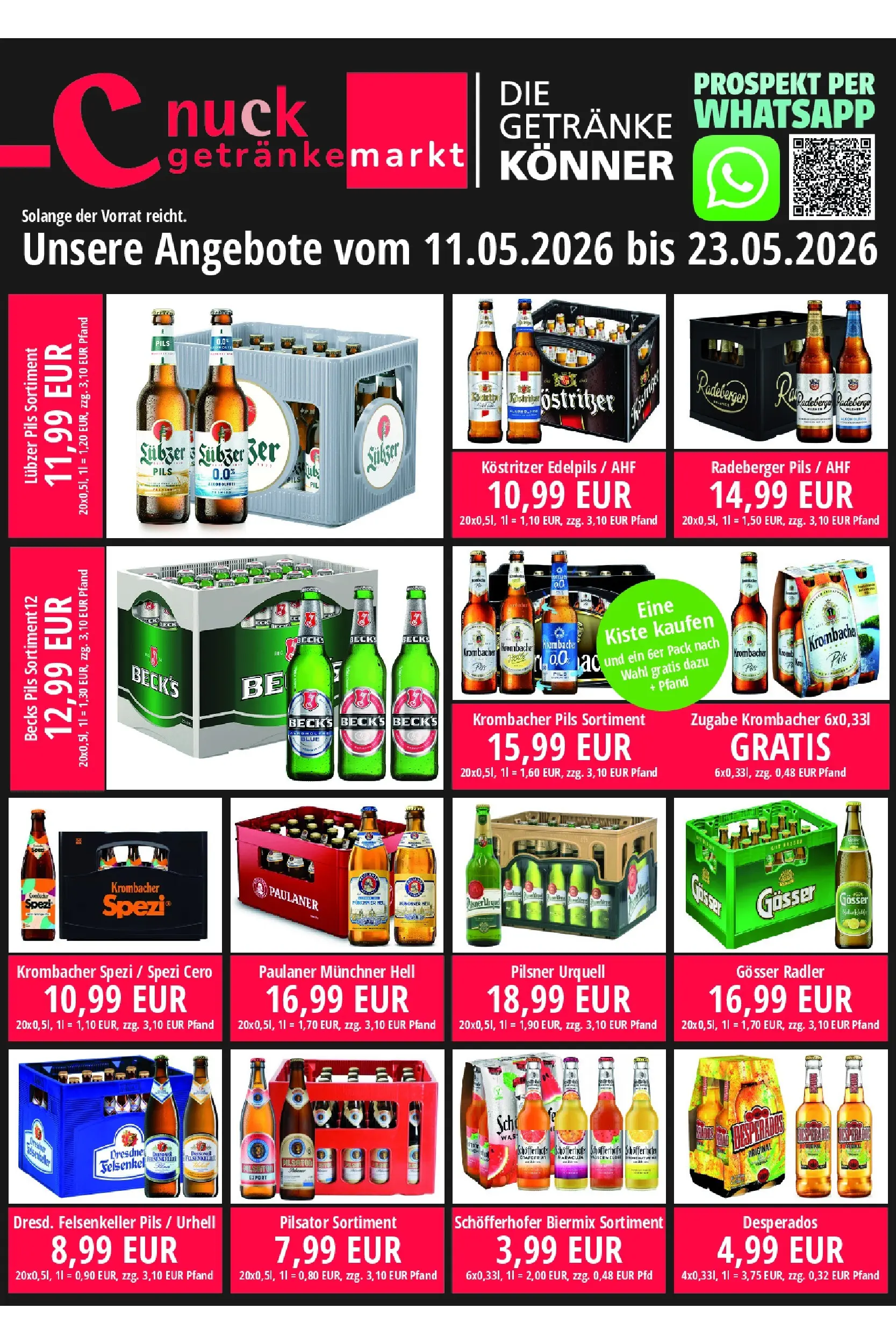 Angebote - nuck Getränke: Getränkeangebote (ab 10.05.2026) zum Blättern | Seite: 1 | Produkte: Paulaner spezi, Desperados, Lubzer, Paulaner