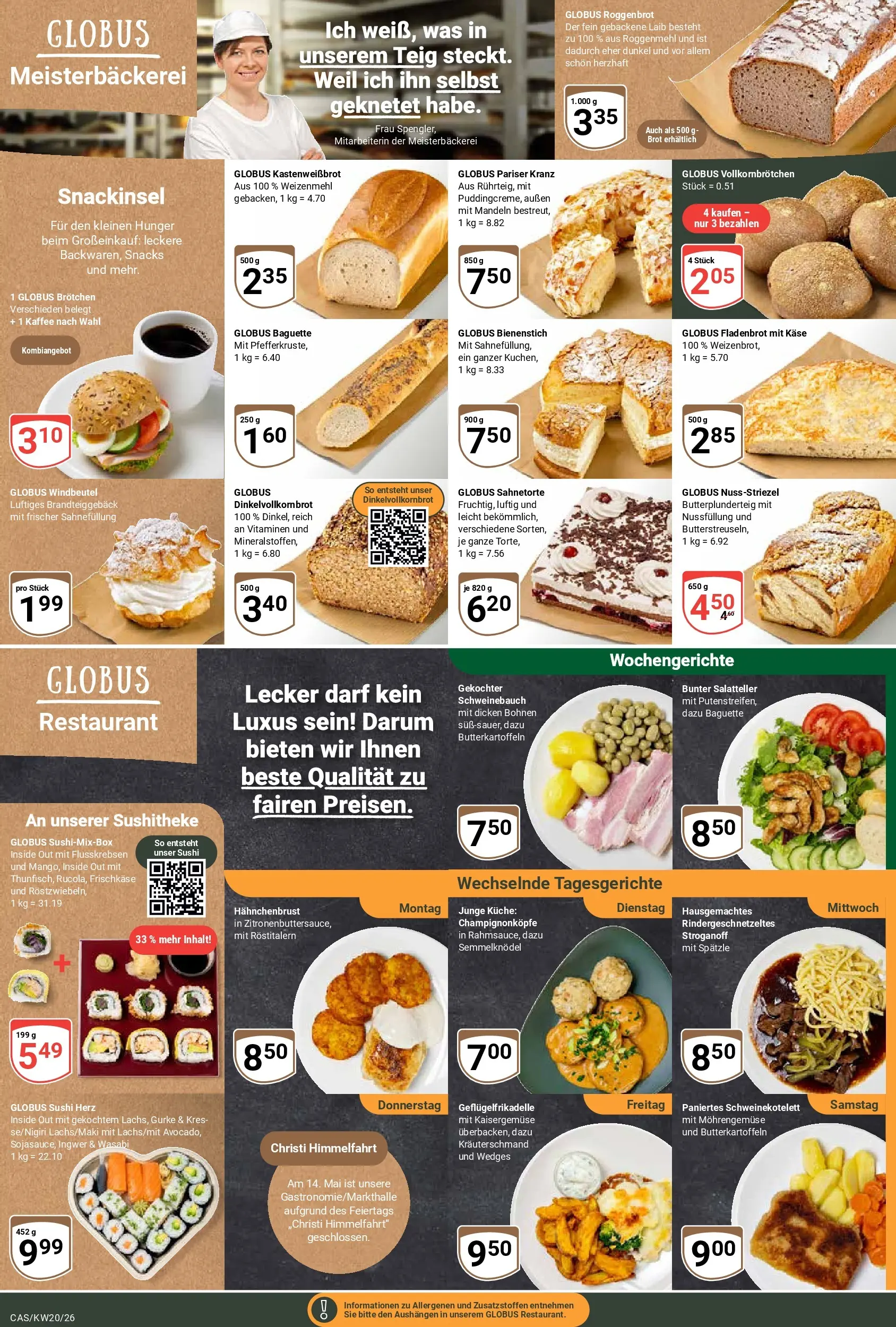 Globus Prospekt Castrop-Rauxel	 (ab 10.05.2026) » Angebote online | Seite: 5 | Produkte: Schweinebauch, Baguette, Weizenmehl, Mandeln
