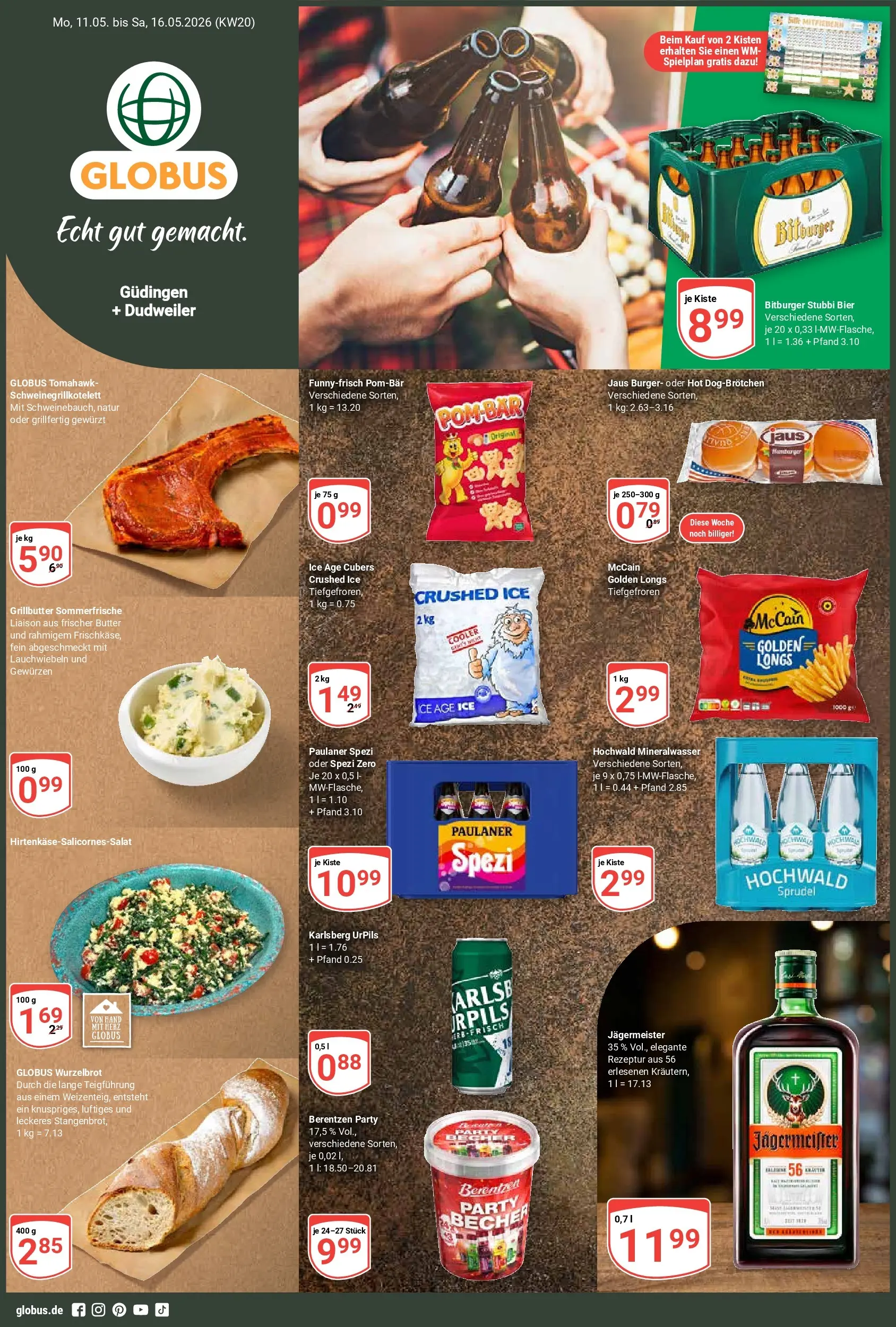 Globus Prospekt Saarbrücken-Güdingen	 (ab 10.05.2026) » Angebote online | Seite: 1 | Produkte: Butter, Bier, Mineralwasser, Paulaner