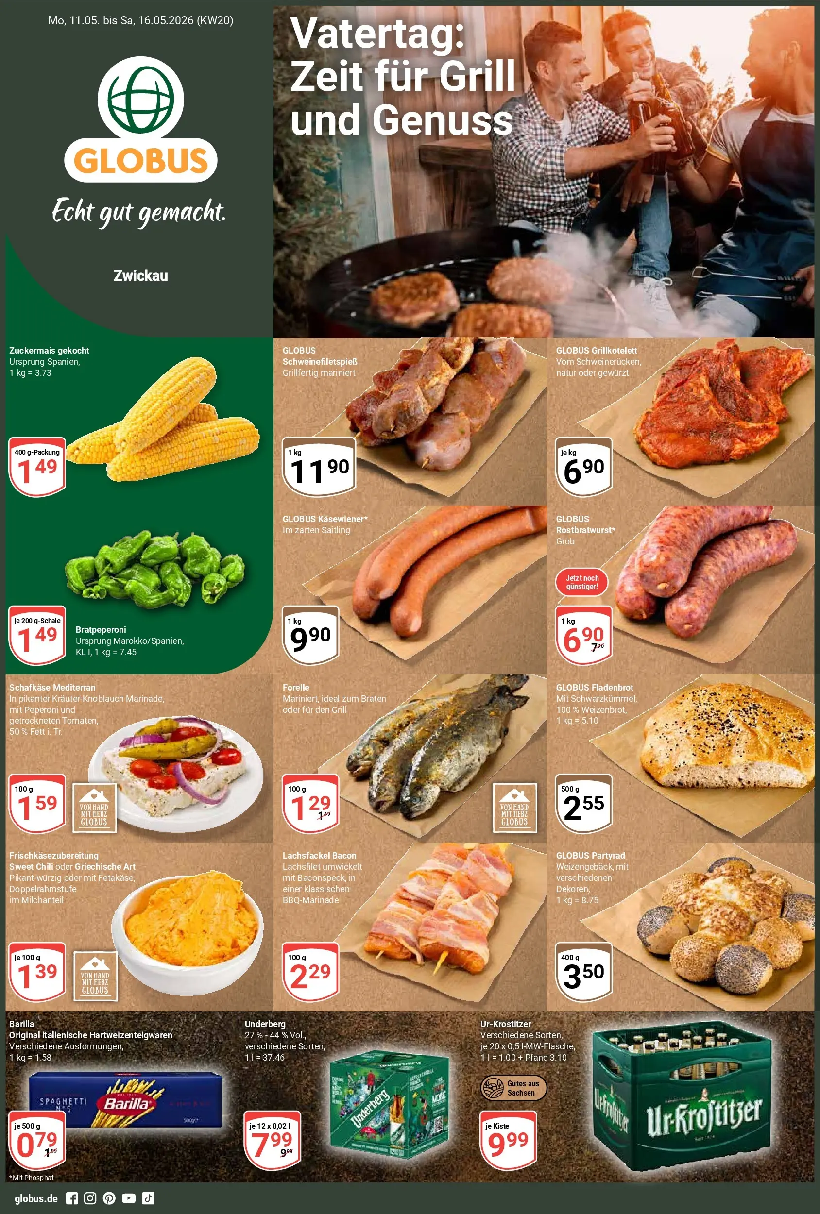 Globus Prospekt Zwickau	 (ab 10.05.2026) » Angebote online | Seite: 1 | Produkte: Grill, Barilla, Knoblauch, Underberg