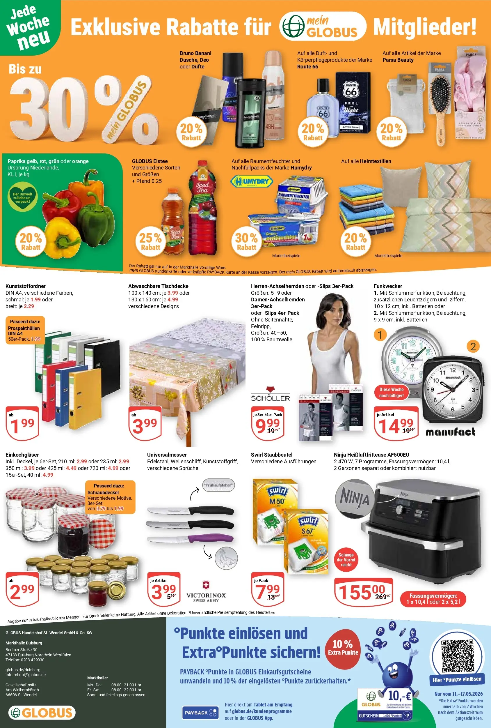Globus Prospekt Duisburg	 (ab 10.05.2026) » Angebote online | Seite: 26 | Produkte: Berliner, Batterien, Paprika, Uhr
