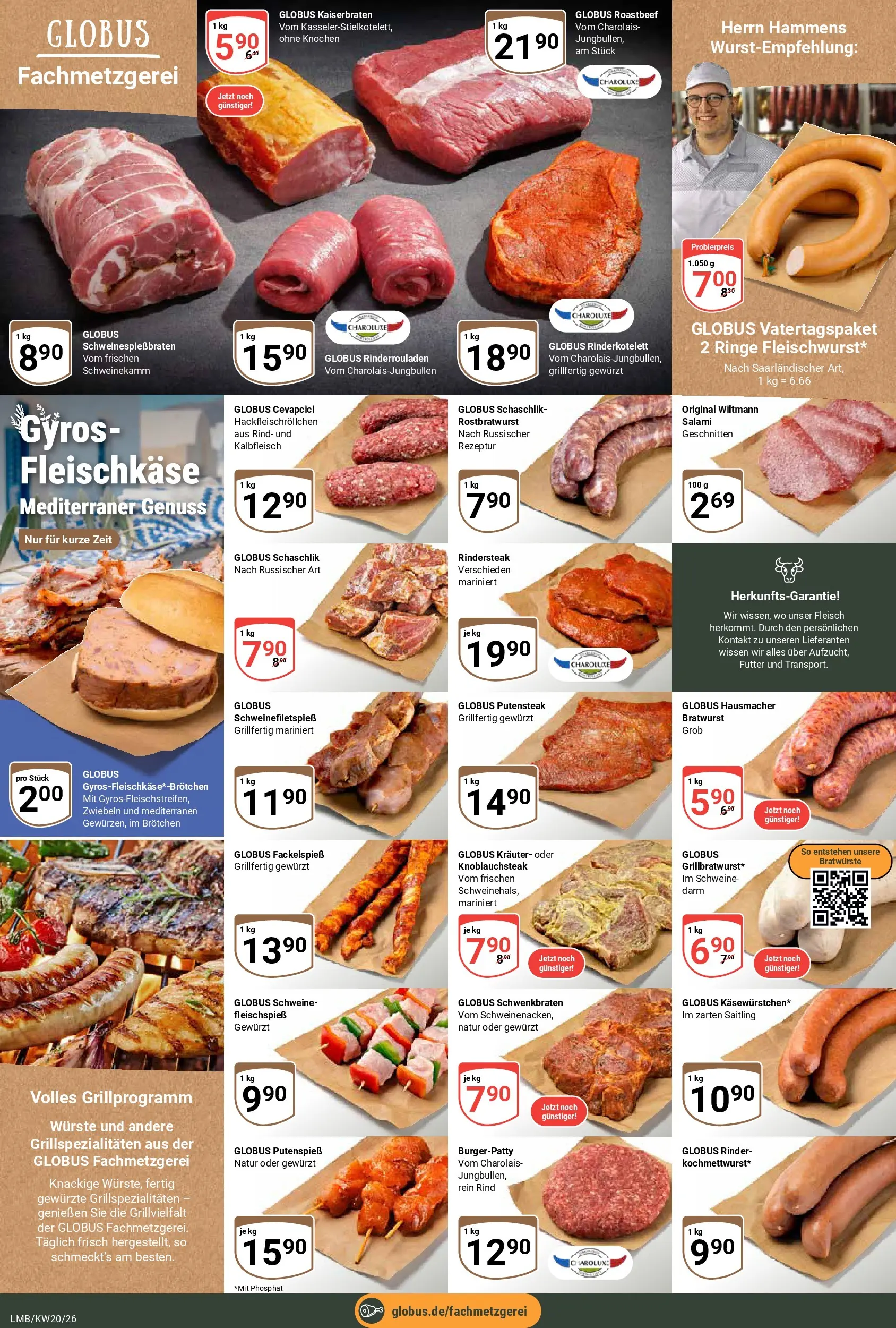 Globus Prospekt Limburg	 (ab 10.05.2026) » Angebote online | Seite: 10 | Produkte: Rinderrouladen, Bratwurst, Roastbeef, Gyros