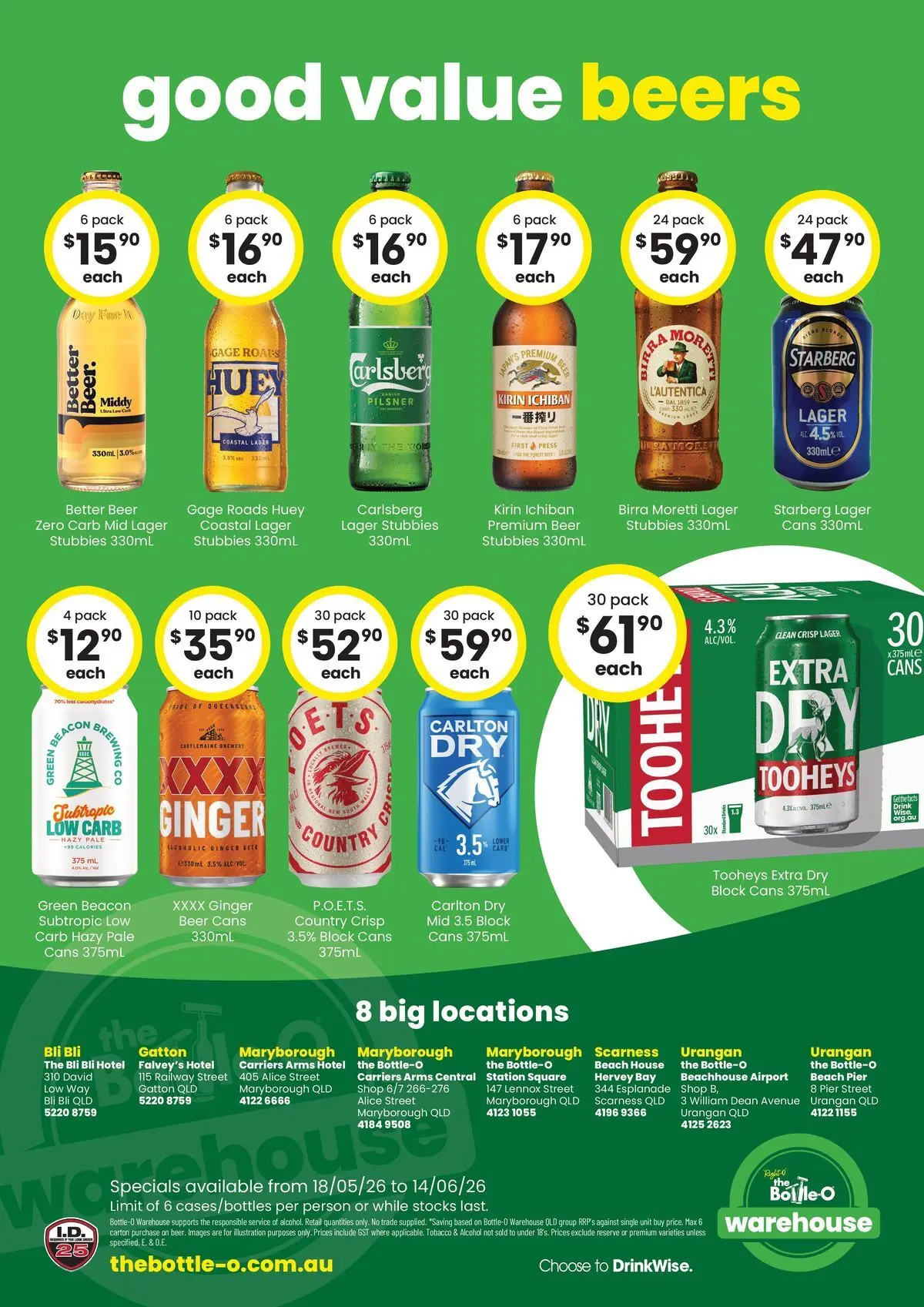 The Bottle-O - Good Value Booze, For Good Value People QLD 18/05 - 17/05/2026 > weekly / monthly specials | Page: 6 | Products: Ginger, Beer, Press