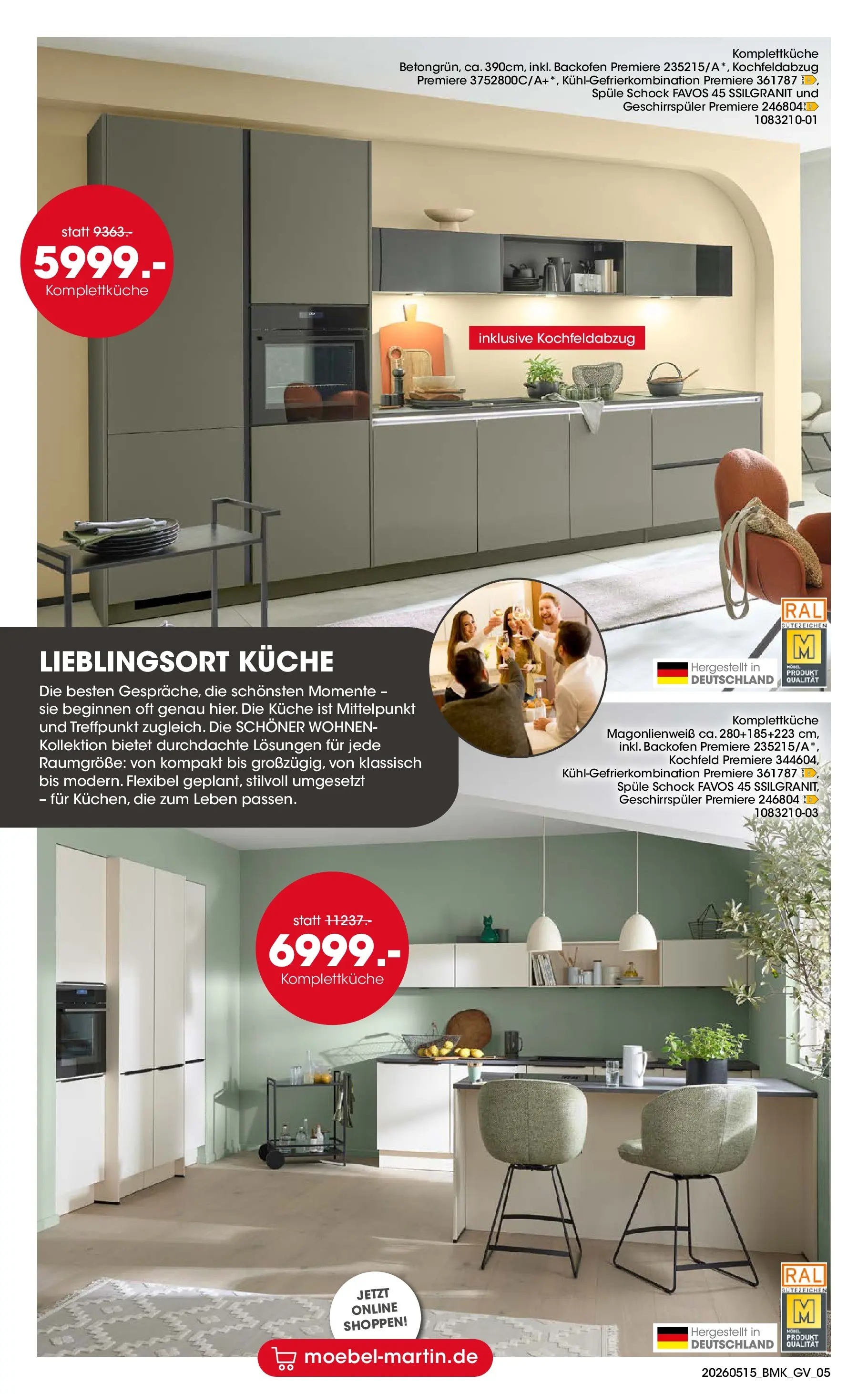 Möbel Martin Mai-Angebote (ab 15.05.2026) zum Blättern | Seite: 5 | Produkte: Küche, Kochfeld, Backofen, Kühlgefrierkombination