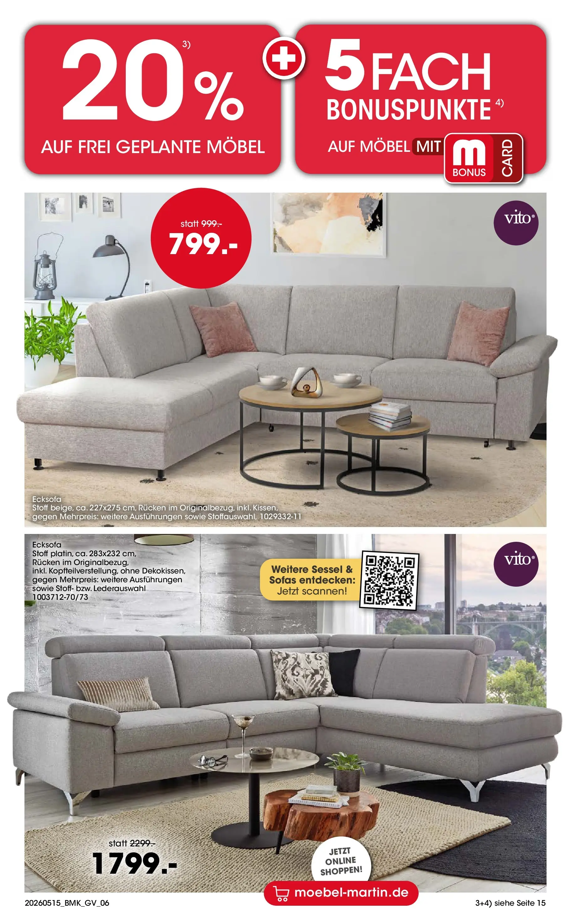 Möbel Martin Mai-Angebote (ab 15.05.2026) zum Blättern | Seite: 6 | Produkte: Ecksofa, Sessel