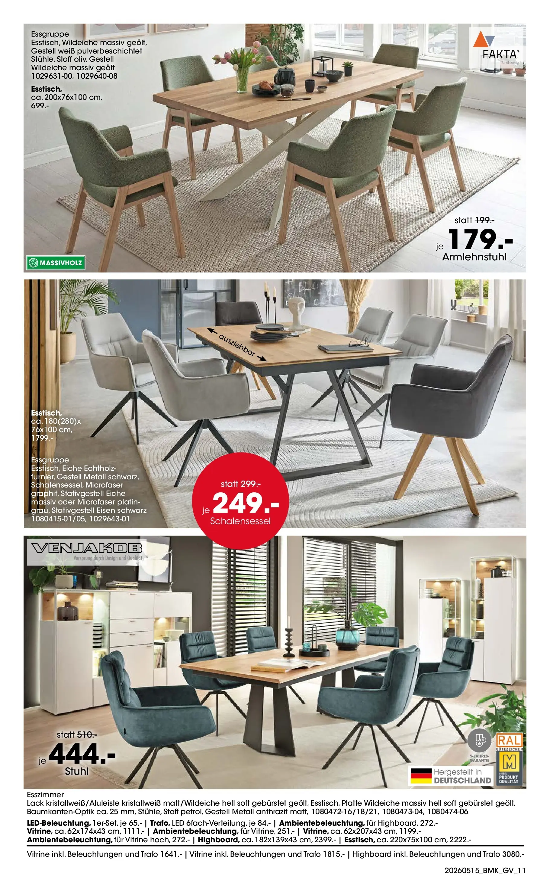 Möbel Martin Mai-Angebote (ab 15.05.2026) zum Blättern | Seite: 11 | Produkte: HIghboard, Essgruppe, Vitrine, Stuhl