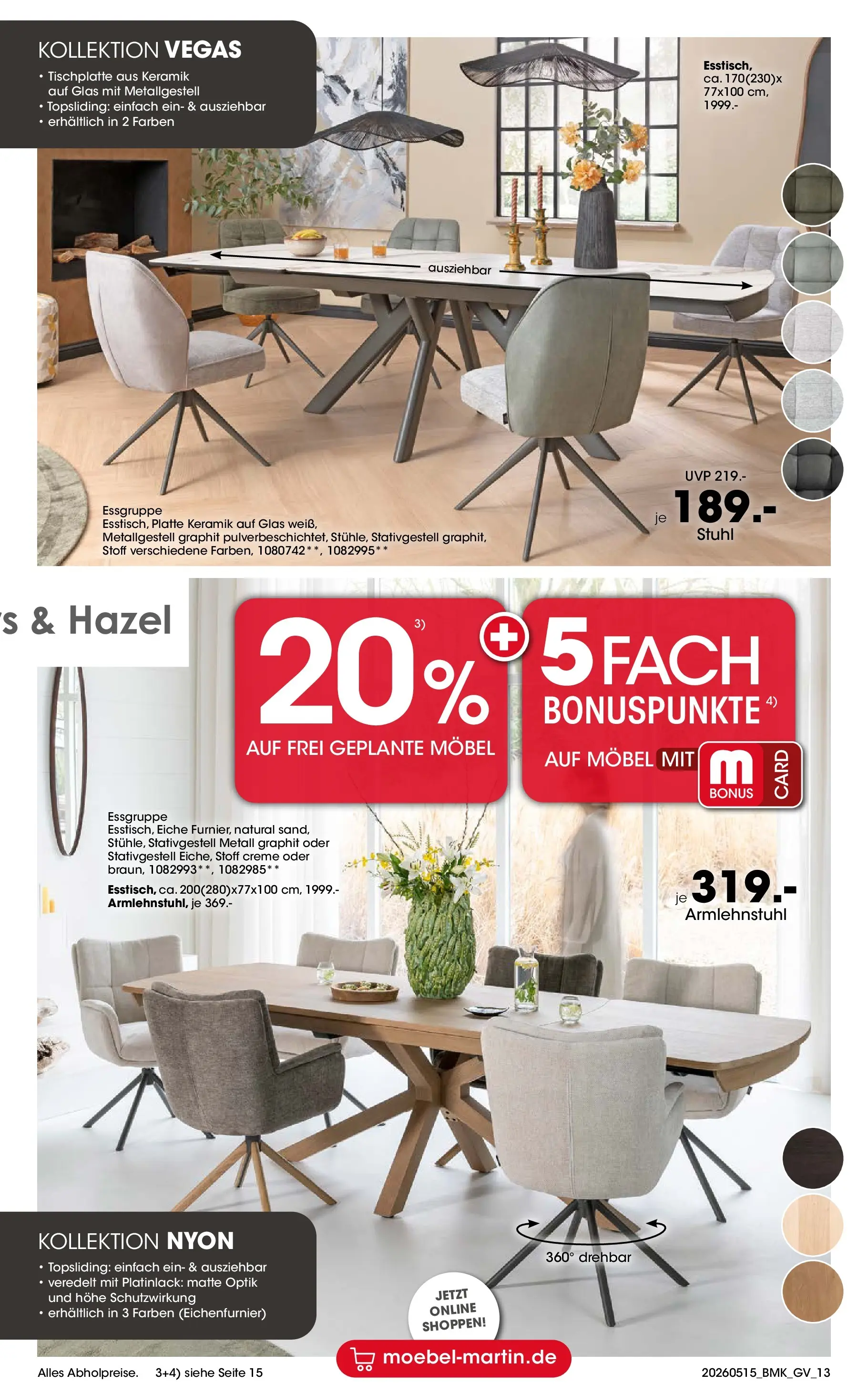Möbel Martin Mai-Angebote (ab 15.05.2026) zum Blättern | Seite: 13 | Produkte: Essgruppe, Stuhl, Creme