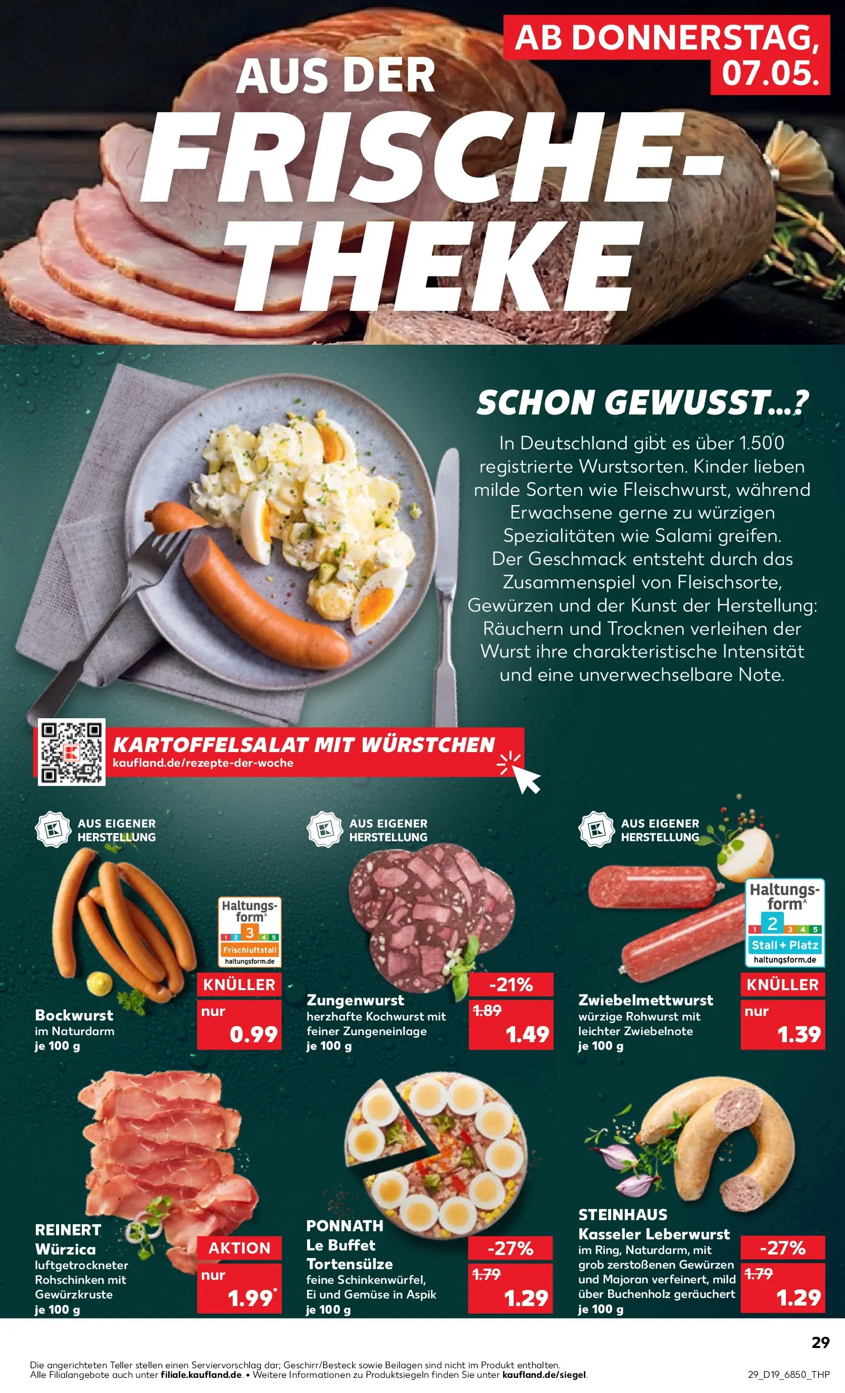 Prospekt Kaufland ab 07.05.2026 » Angebote Online zum Blättern | Seite: 29 | Produkte: Bockwurst, Theke, Wurst, Salami