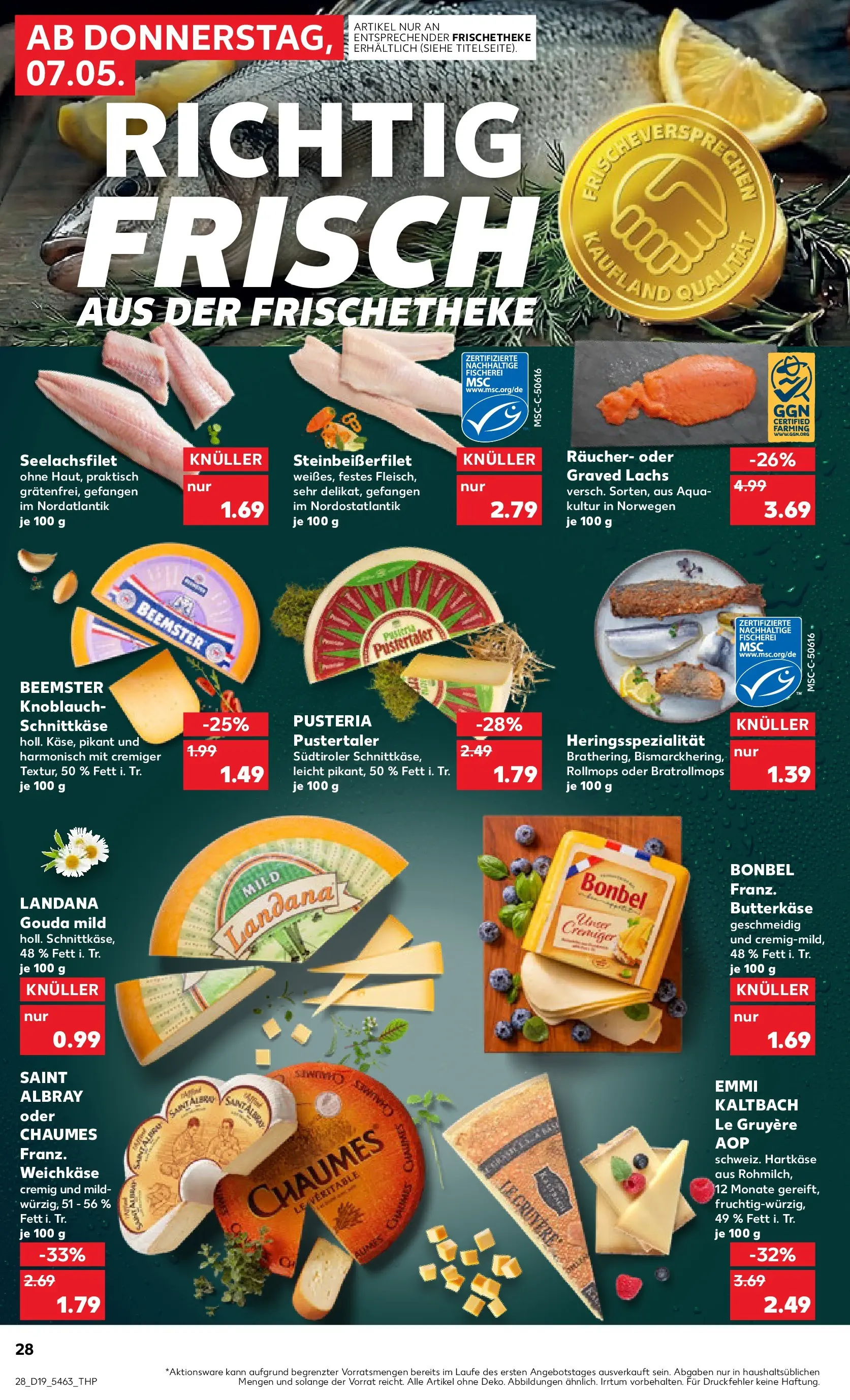 Prospekt Kaufland ab 07.05.2026 » Angebote Online zum Blättern | Seite: 28 | Produkte: Gouda, Lachs, Knoblauch