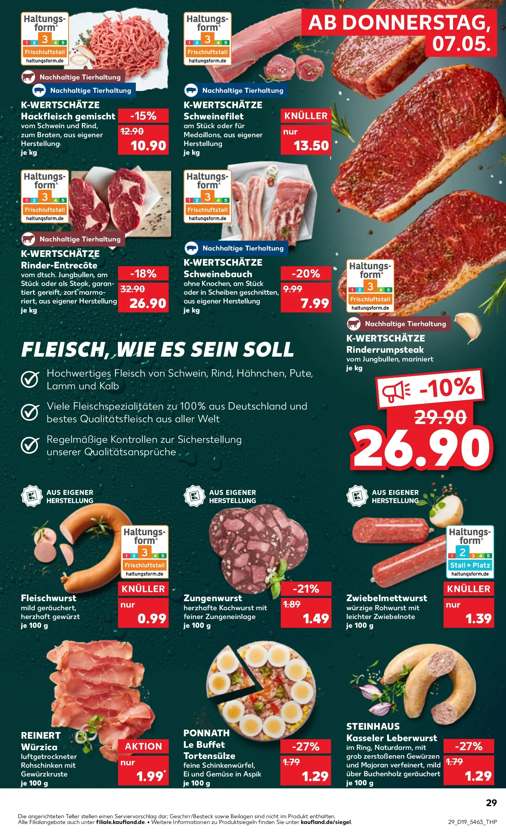 Prospekt Kaufland ab 07.05.2026 » Angebote Online zum Blättern | Seite: 29 | Produkte: Schweinebauch, Entrecote, Gemüse, Fleisch