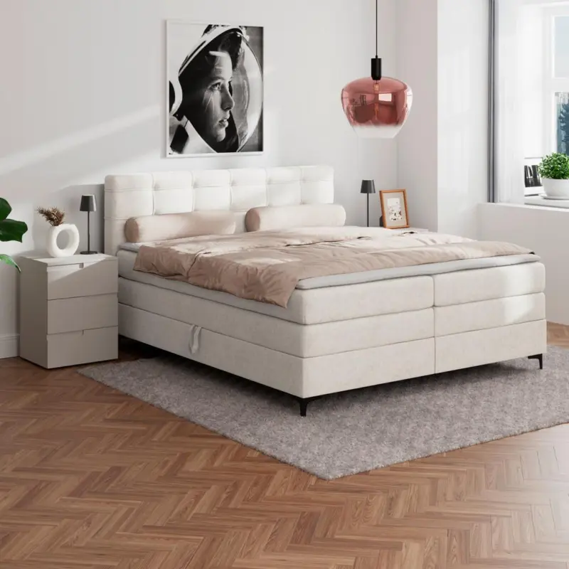 Boxspringbett MITTO Creme 160x200 cm