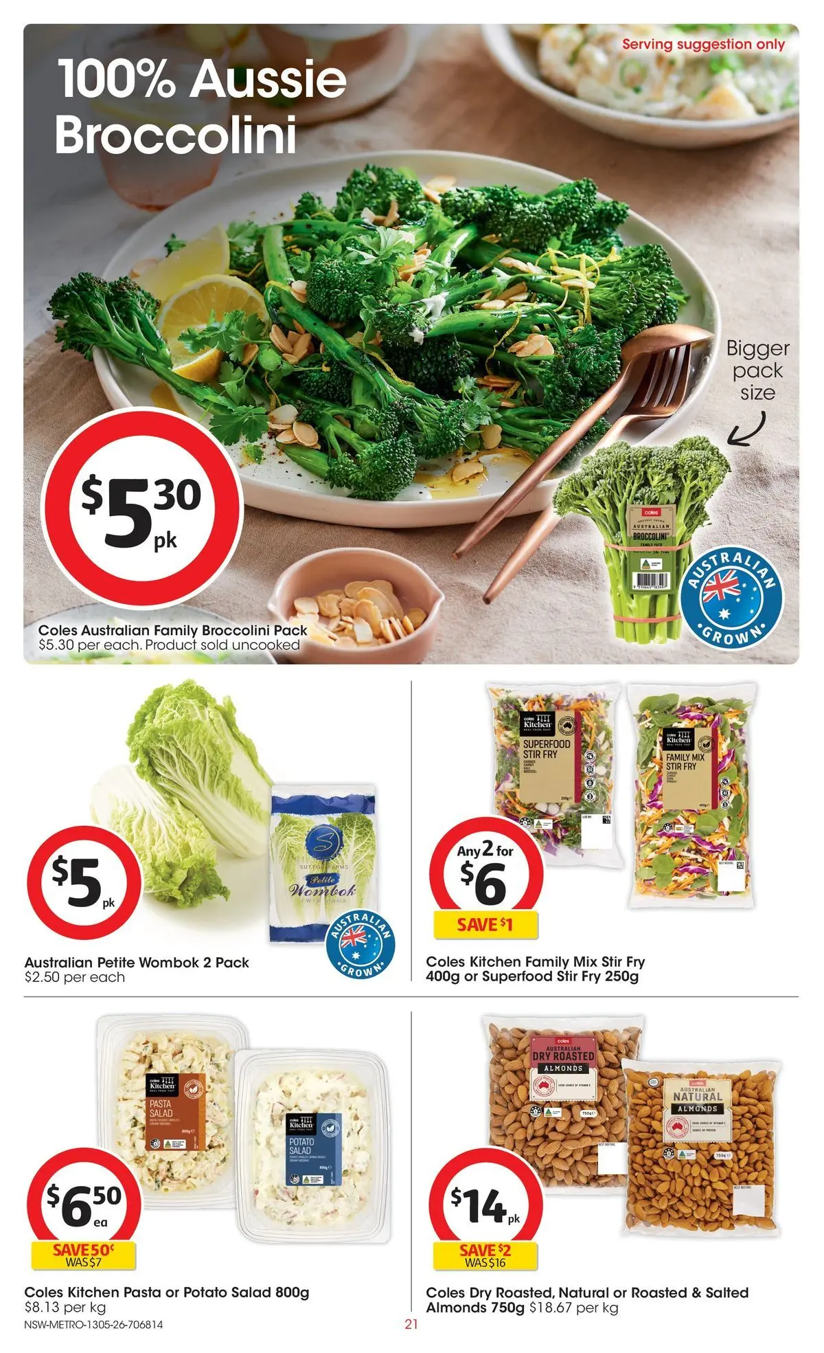 ﻿Coles catalogue valid from 13/05/2026 > Online Australia | Page: 21 | Products: Almonds, Pasta, Salad