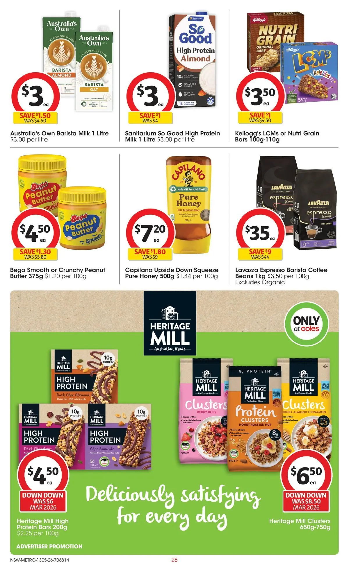 ﻿Coles catalogue valid from 13/05/2026 > Online Australia | Page: 28 | Products: Milk, Butter, Coffee, Honey