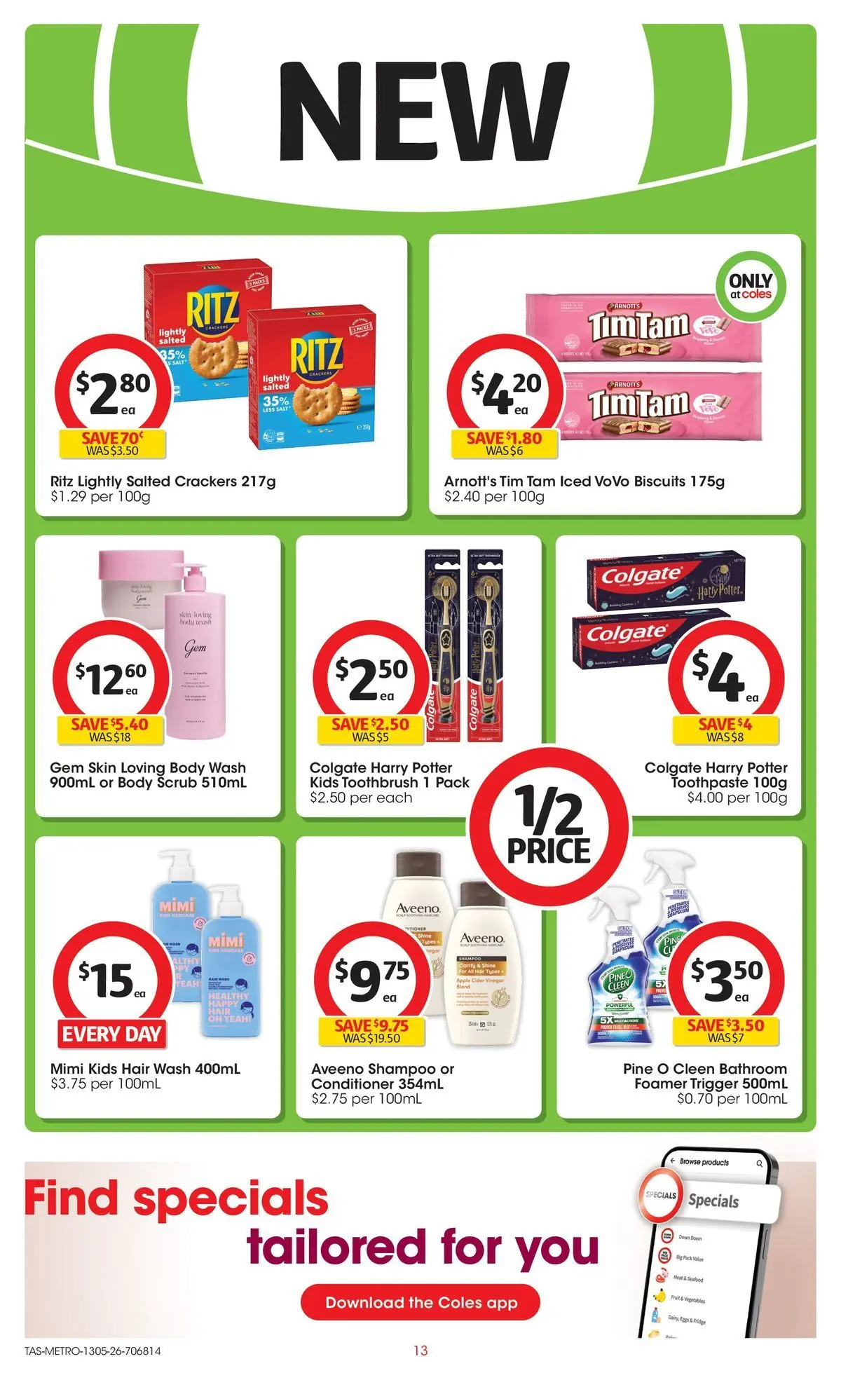 ﻿Coles catalogue valid from 13/05/2026 > Online Australia | Page: 13 | Products: Meat, Biscuits, Salt, Fridge