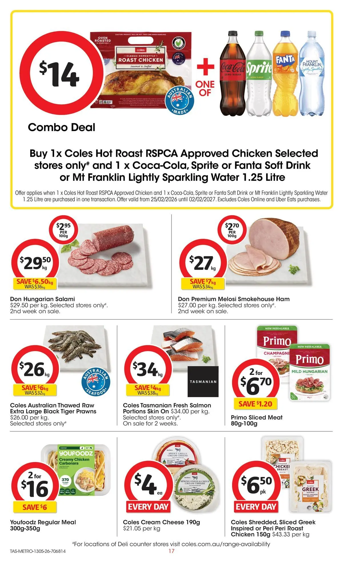 ﻿Coles catalogue valid from 13/05/2026 > Online Australia | Page: 17 | Products: Salami, Ham, Cream, Salmon