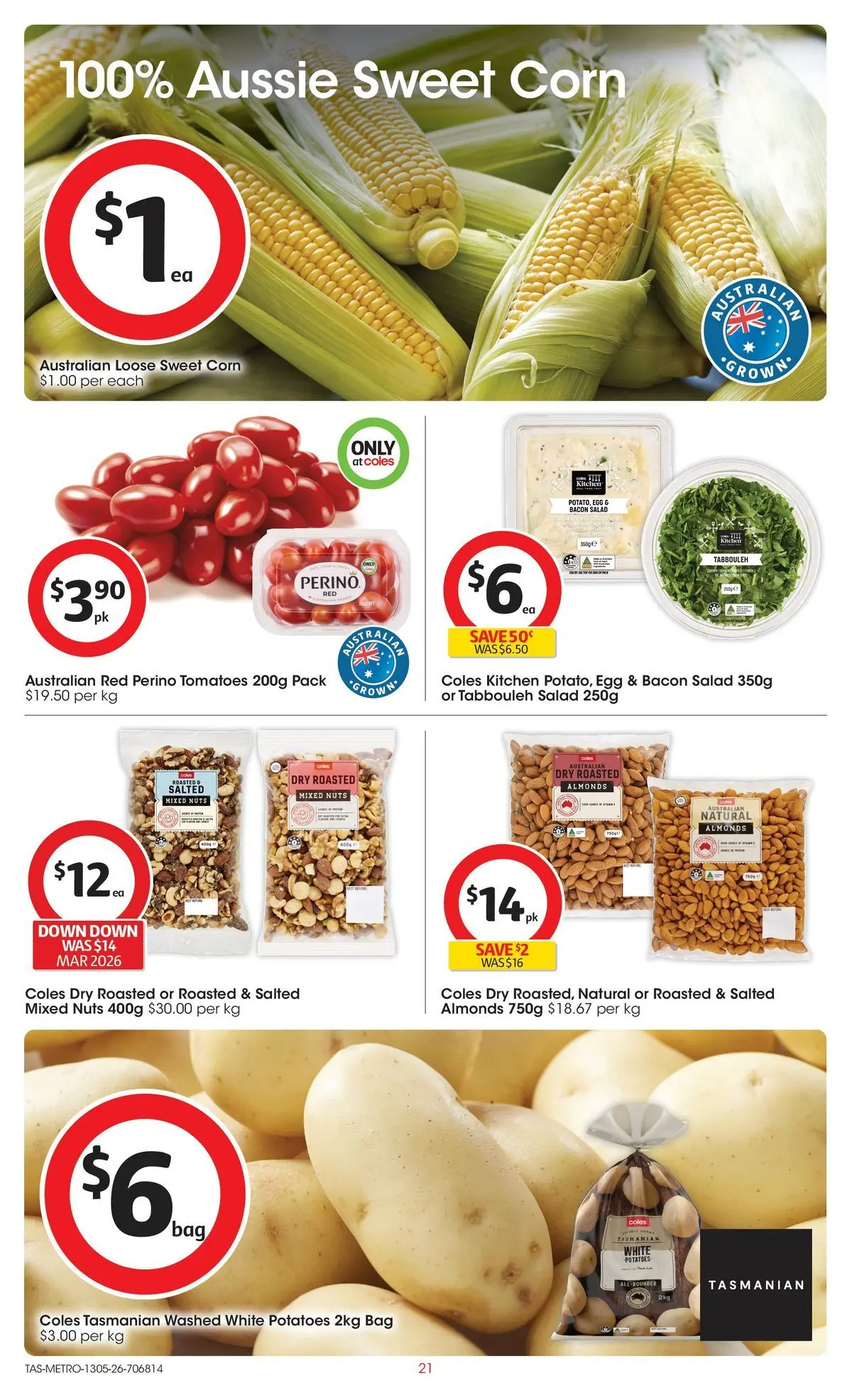 ﻿Coles catalogue valid from 13/05/2026 > Online Australia | Page: 21 | Products: Almonds, Bacon, Nuts, Salad