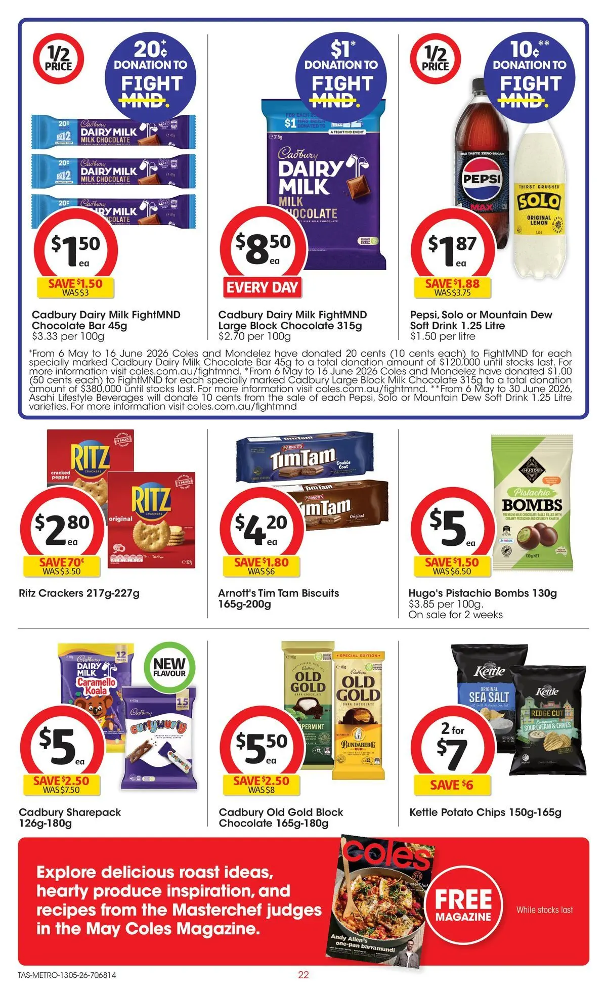 ﻿Coles catalogue valid from 13/05/2026 > Online Australia | Page: 22 | Products: Crackers, Dairy, Sour cream, Chips