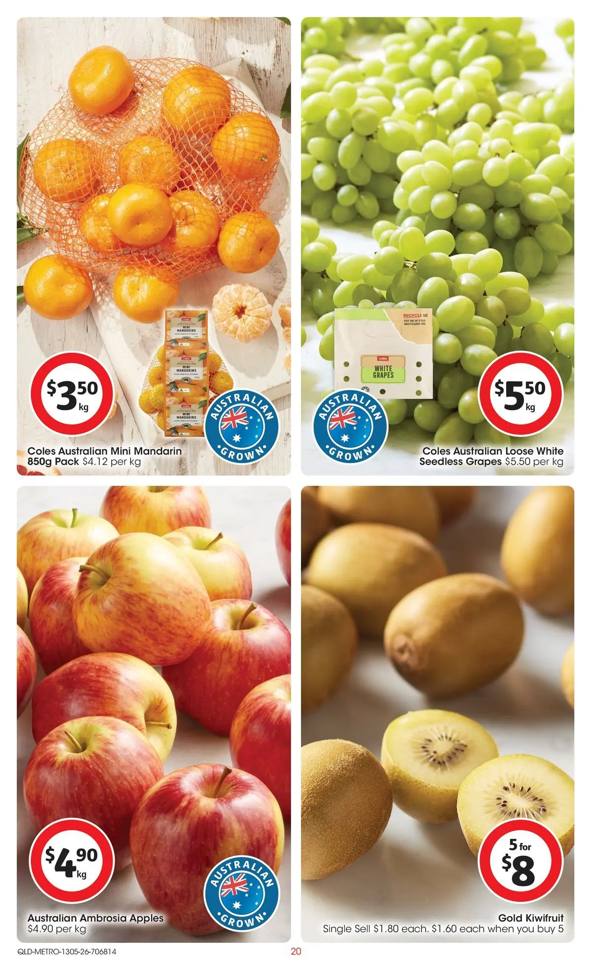 ﻿Coles catalogue valid from 13/05/2026 > Online Australia | Page: 20 | Products: Apples, Kiwifruit, Mandarins, Grapes