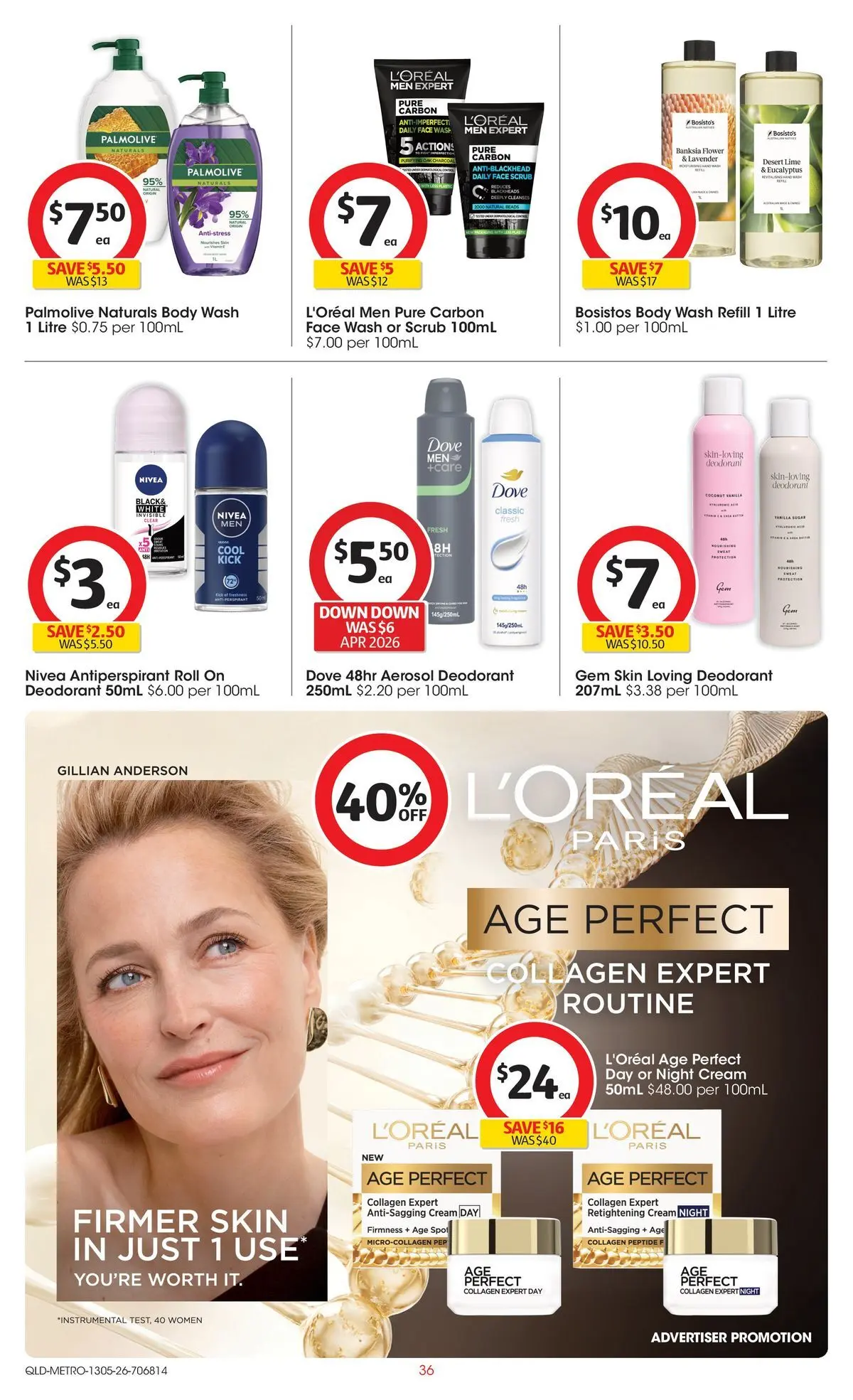 ﻿Coles catalogue valid from 13/05/2026 > Online Australia | Page: 36 | Products: Antiperspirant, Face wash, Collagen, Night cream