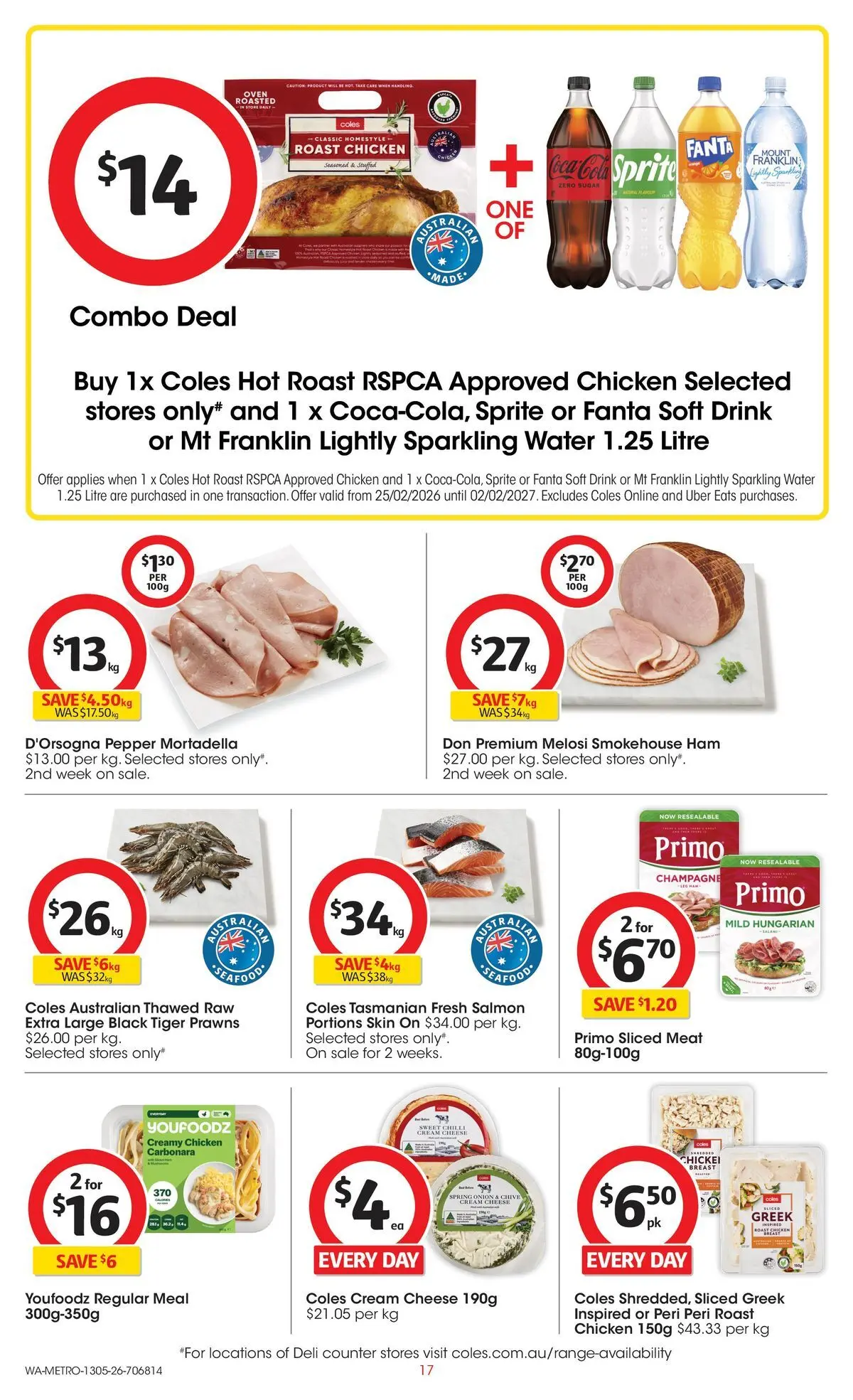 ﻿Coles catalogue valid from 13/05/2026 > Online Australia | Page: 17 | Products: Cheese, Ham, Coca Cola, Water