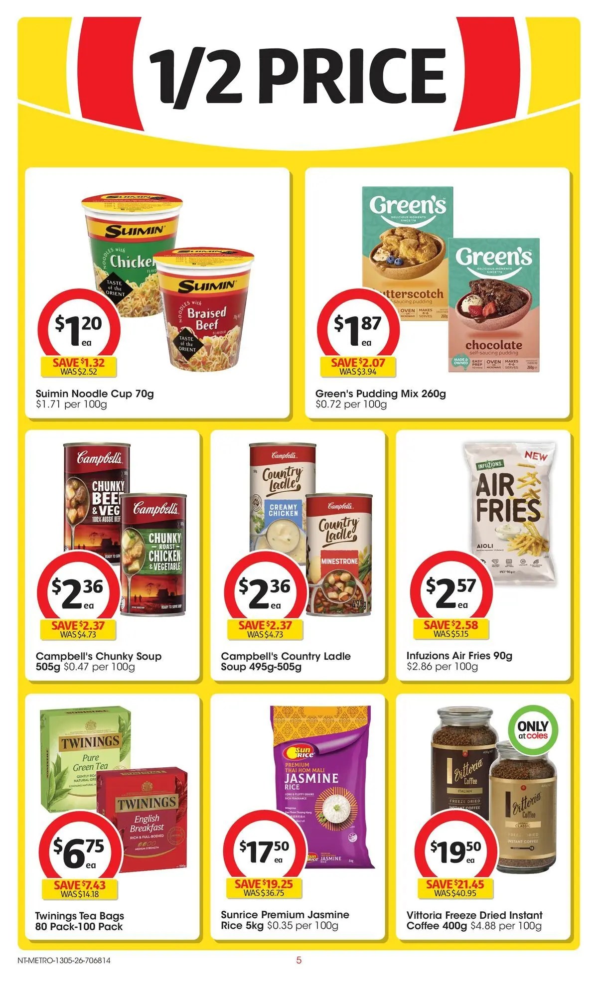 ﻿Coles catalogue valid from 13/05/2026 > Online Australia | Page: 5 | Products: Chocolate, Rice, Soup, Oven