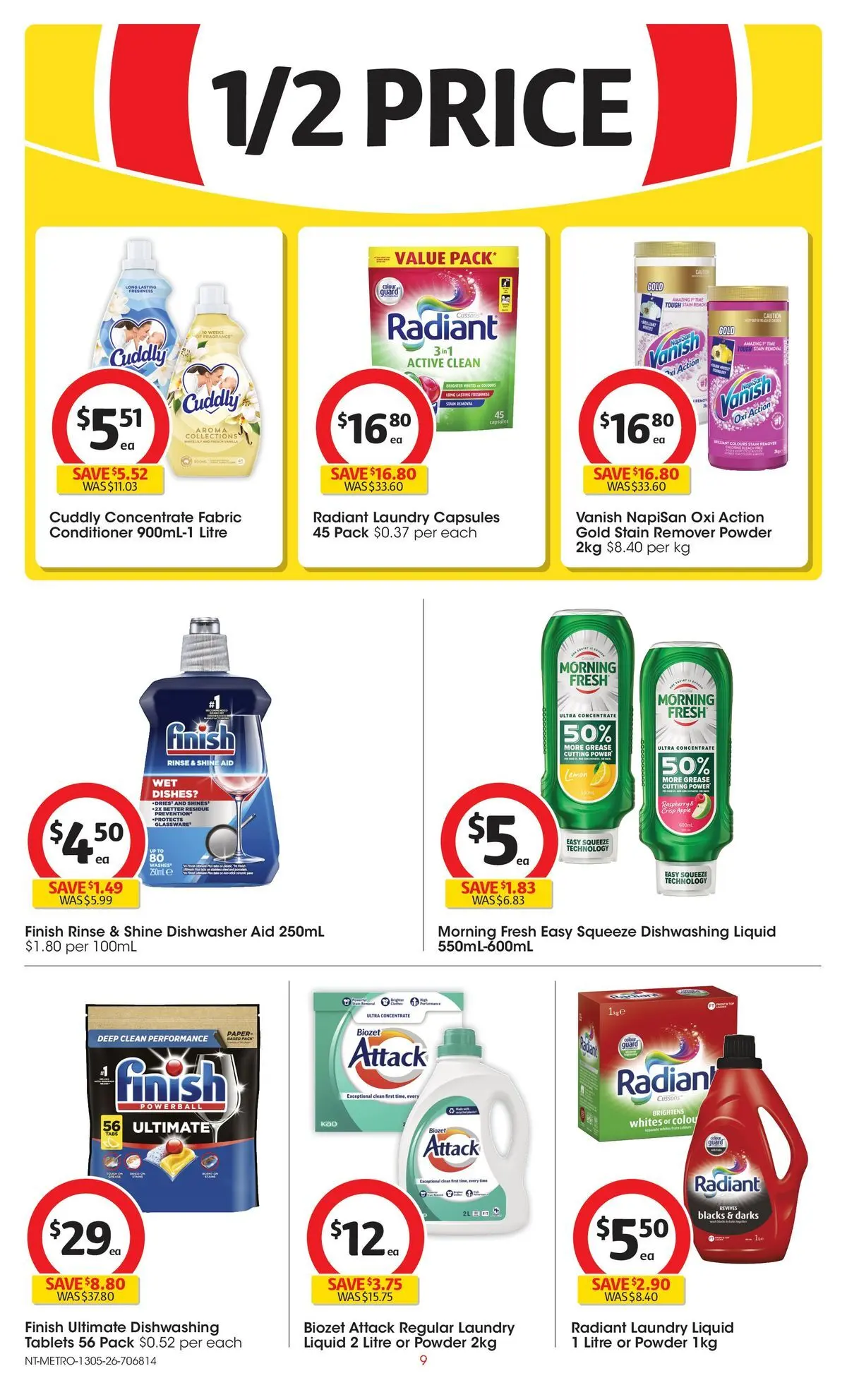 ﻿Coles catalogue valid from 13/05/2026 > Online Australia | Page: 9 | Products: Powder, Conditioner, Laundry, Dishwasher