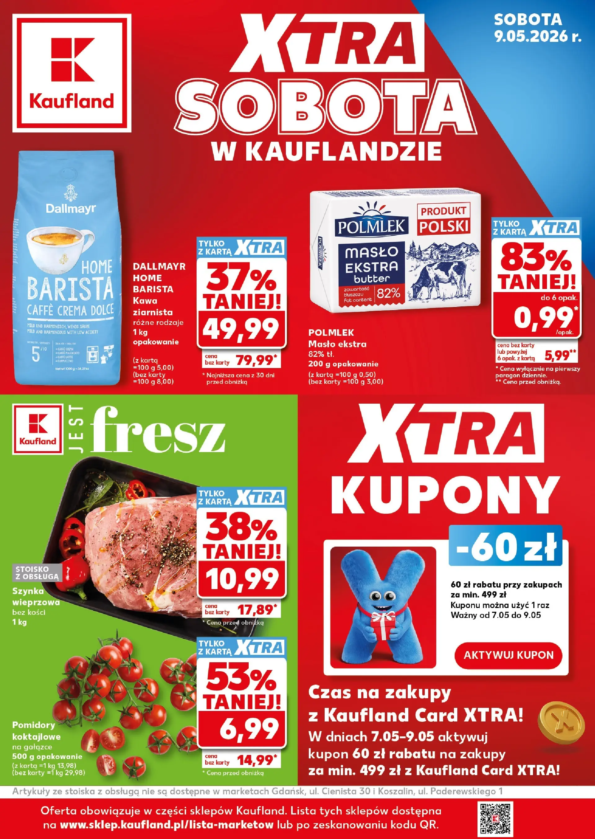 Kaufland gazetka - Super Sobota od 09.05.2026 - od jutra PDF | Strona: 1 | Produkty: Karta, Szynka, Masło, Kawa