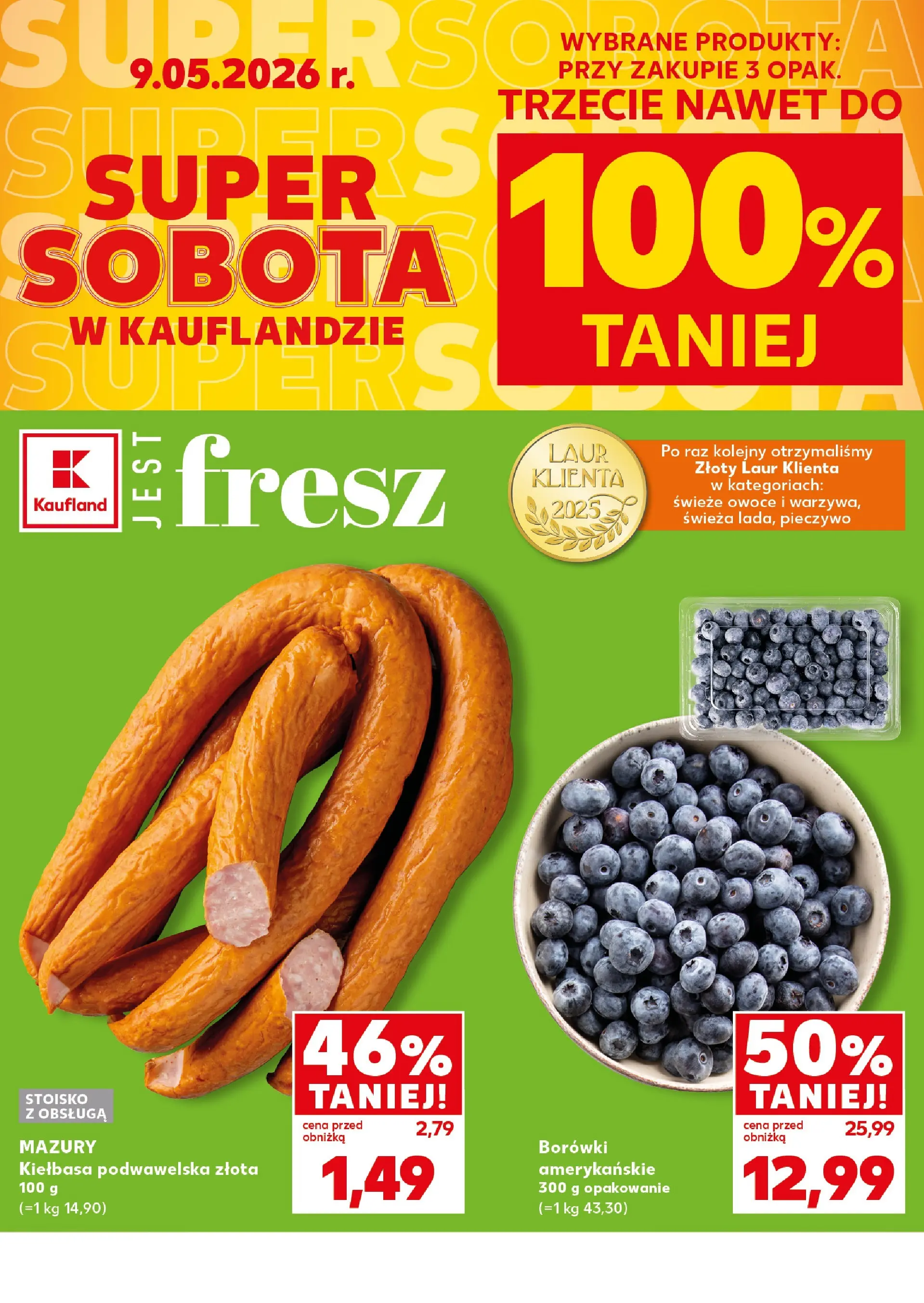 Kaufland gazetka - Super Sobota od 09.05.2026 - od jutra PDF | Strona: 2 | Produkty: Kiełbasa, Pieczywo, Kiełbasa podwawelska, Owoce