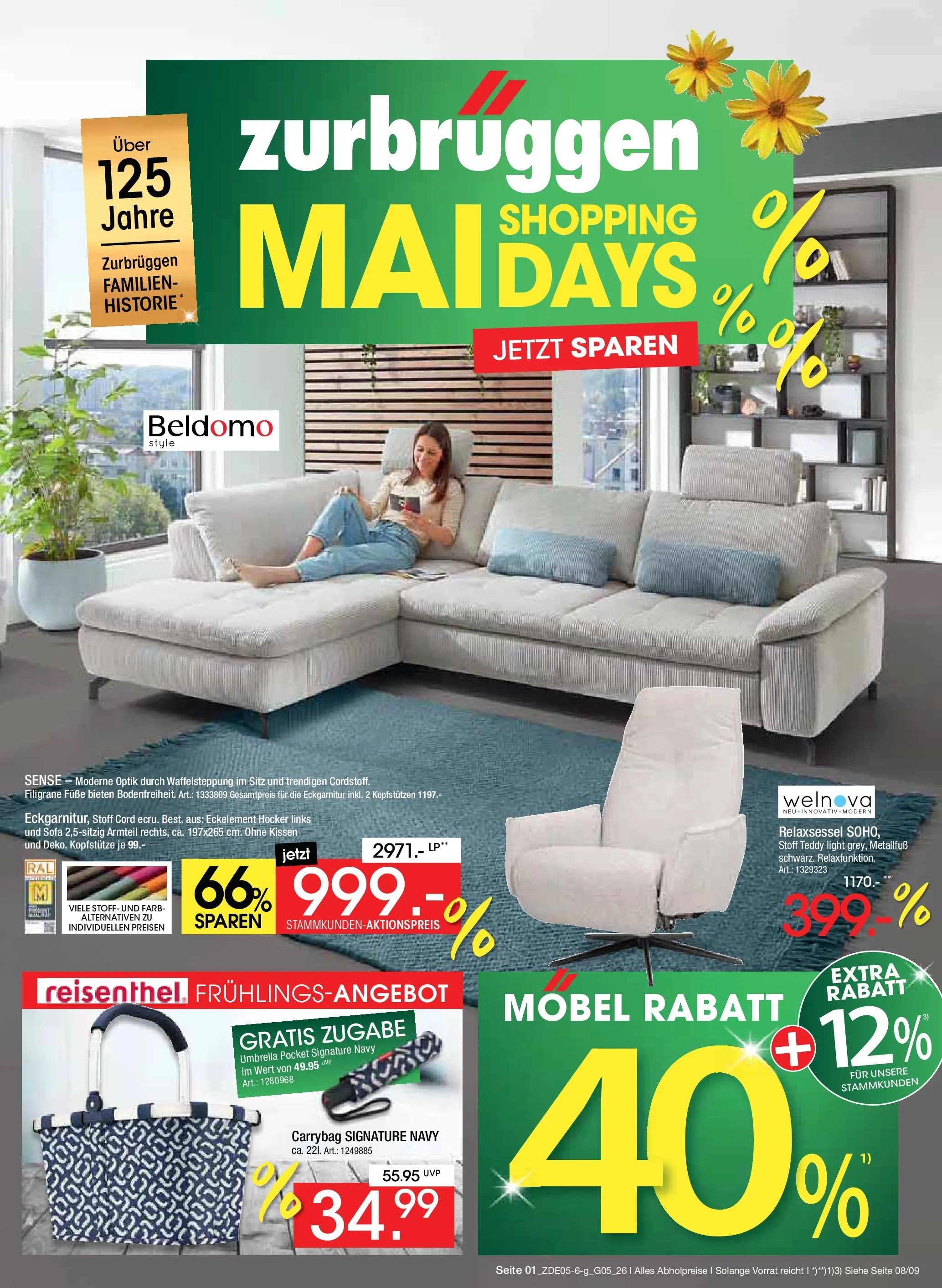 Zurbrüggen - Zurbrüggen: MaiDays Shopping (ab 08.05.2026) zum Blättern | Seite: 1 | Produkte: Hocker, Relaxsessel, Kissen, Sofa