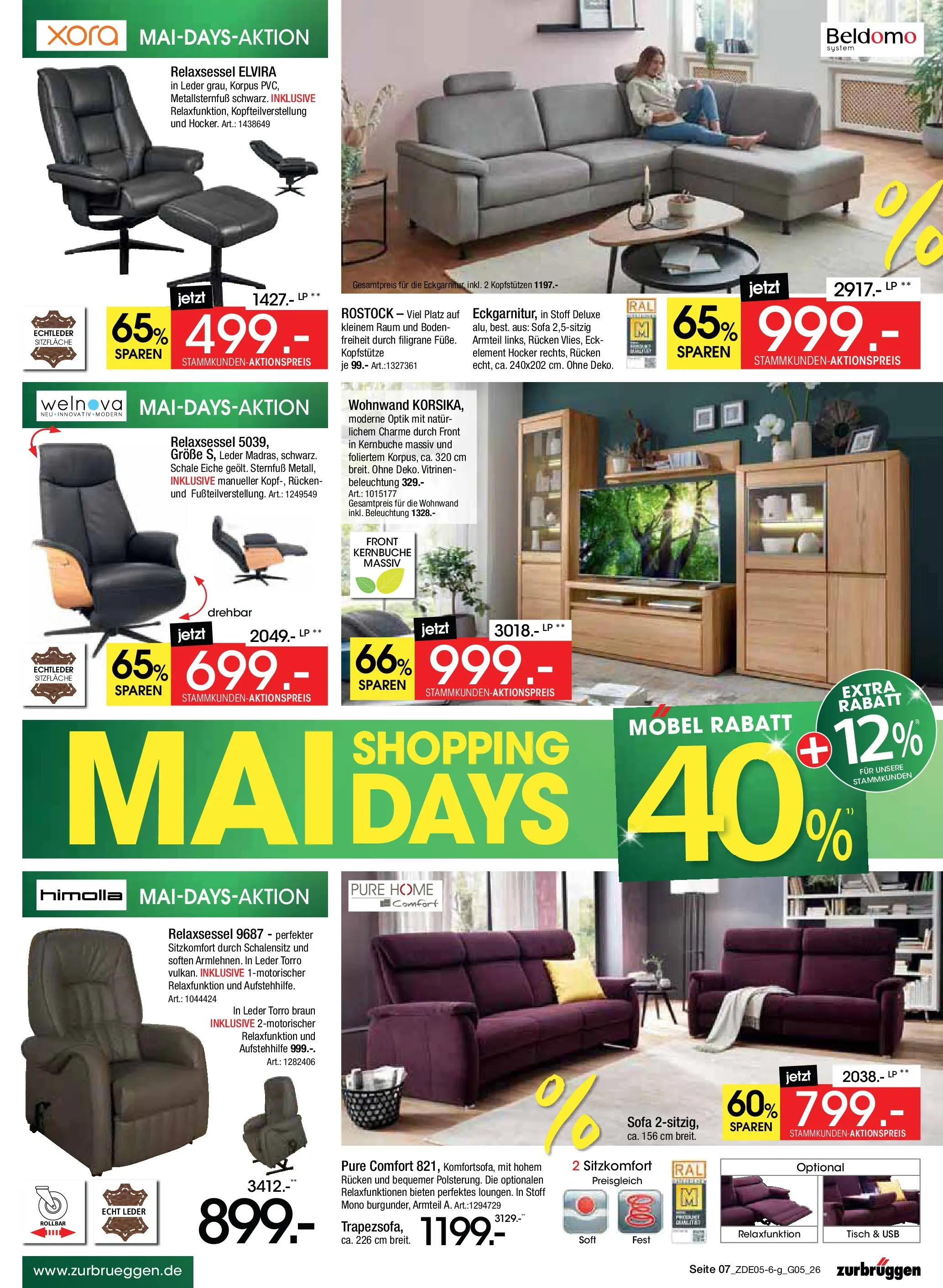Zurbrüggen - Zurbrüggen: MaiDays Shopping (ab 08.05.2026) zum Blättern | Seite: 7 | Produkte: USB, Relaxsessel, Wohnwand, Tisch