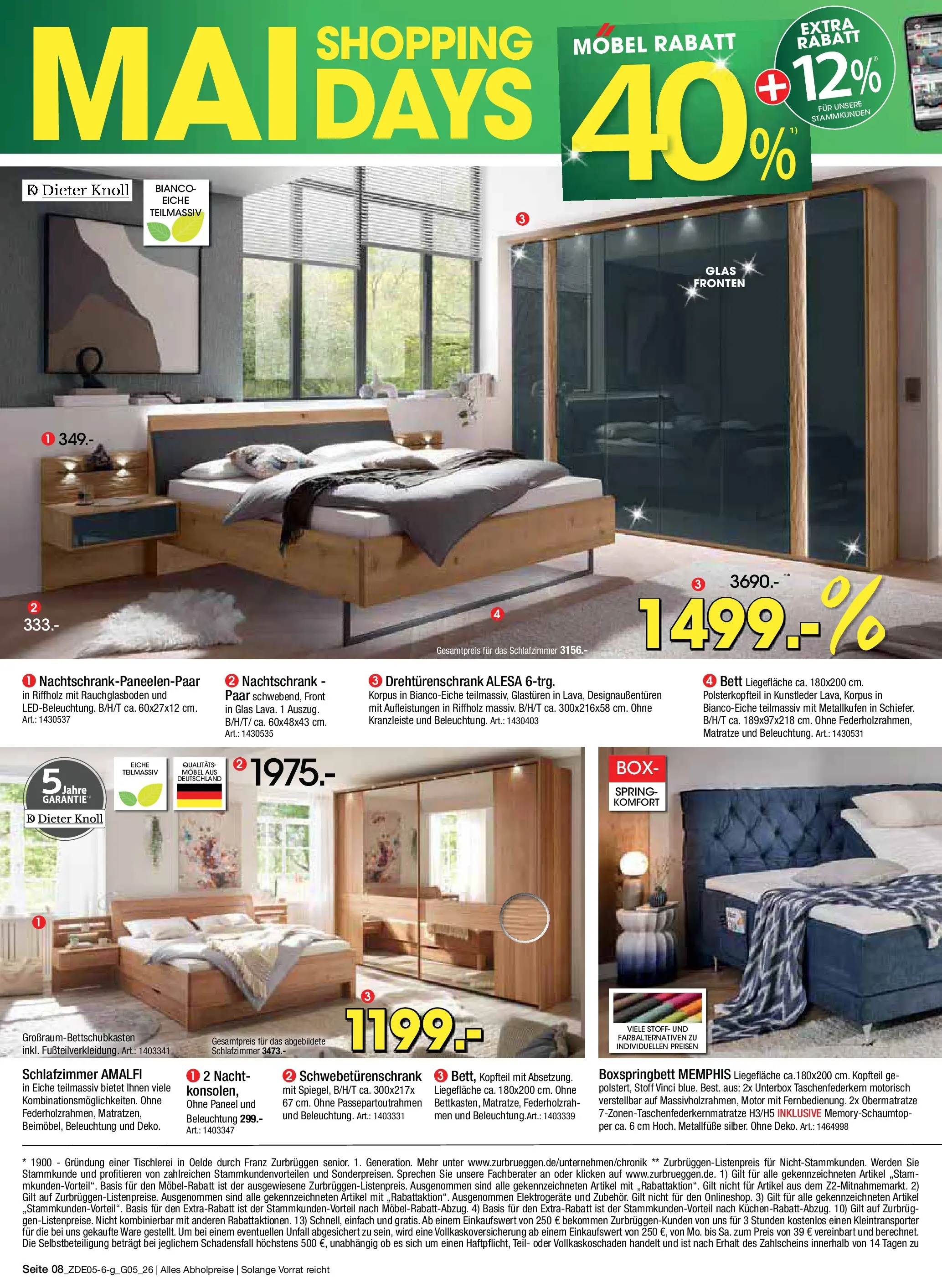 Zurbrüggen - Zurbrüggen: MaiDays Shopping (ab 08.05.2026) zum Blättern | Seite: 8 | Produkte: Matratze, Schwebetürenschrank, Boxspringbett, Box