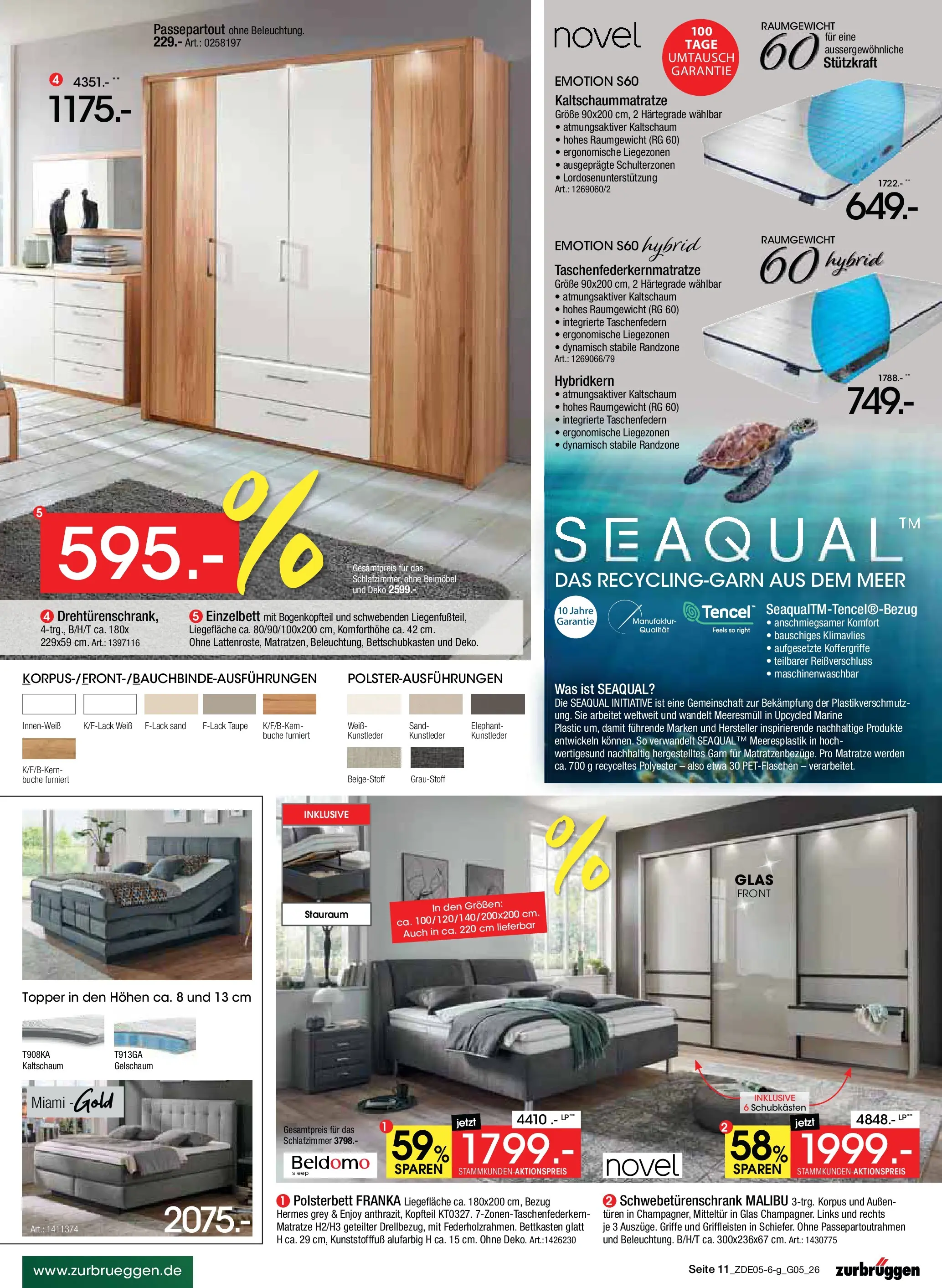 Zurbrüggen - Zurbrüggen: MaiDays Shopping (ab 08.05.2026) zum Blättern | Seite: 11 | Produkte: Matratze, Schwebetürenschrank, Einzelbett, Polsterbett