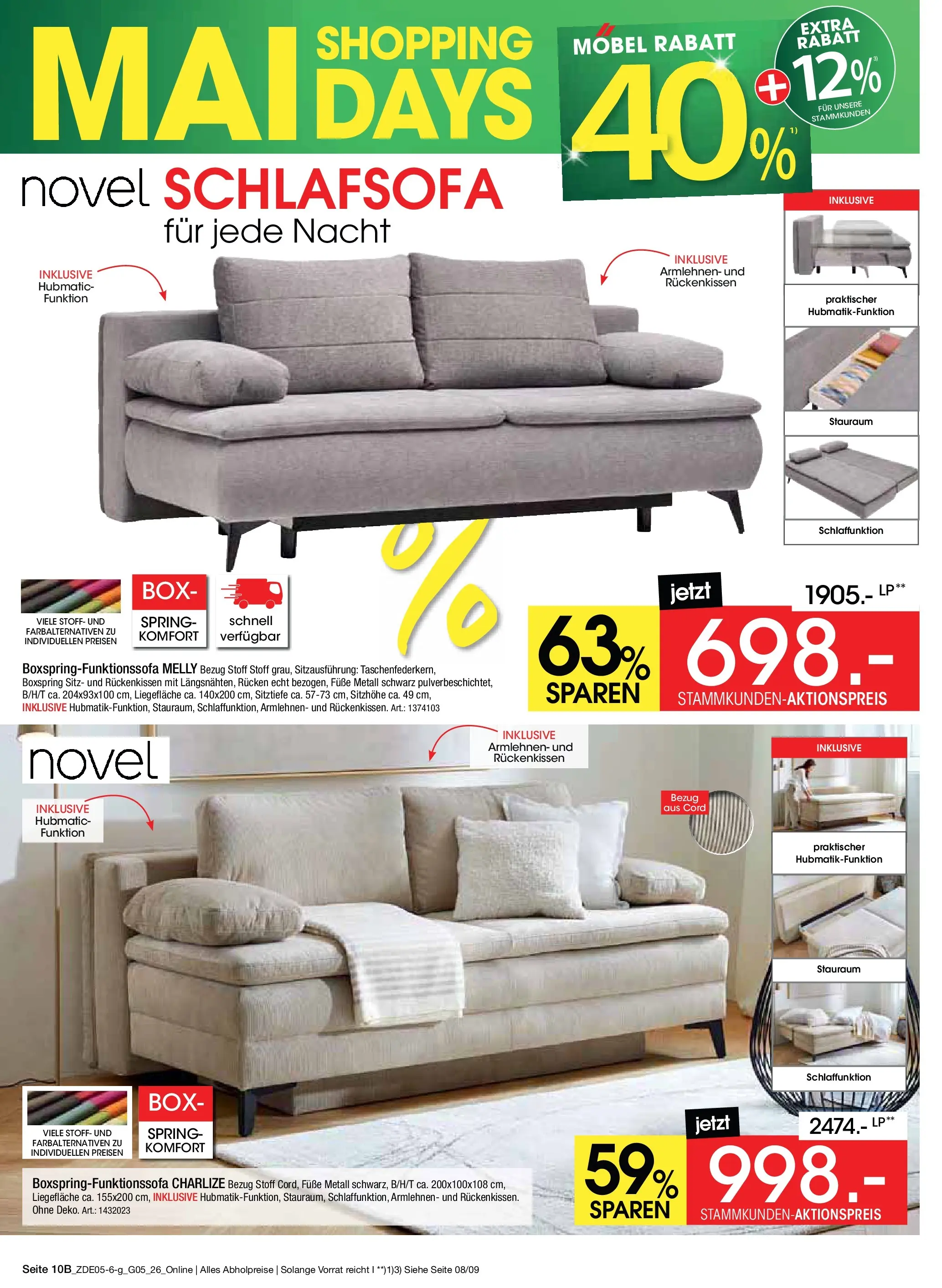 Zurbrüggen - Zurbrüggen: MaiDays Shopping (ab 08.05.2026) zum Blättern | Seite: 14 | Produkte: Schlafsofa, Box