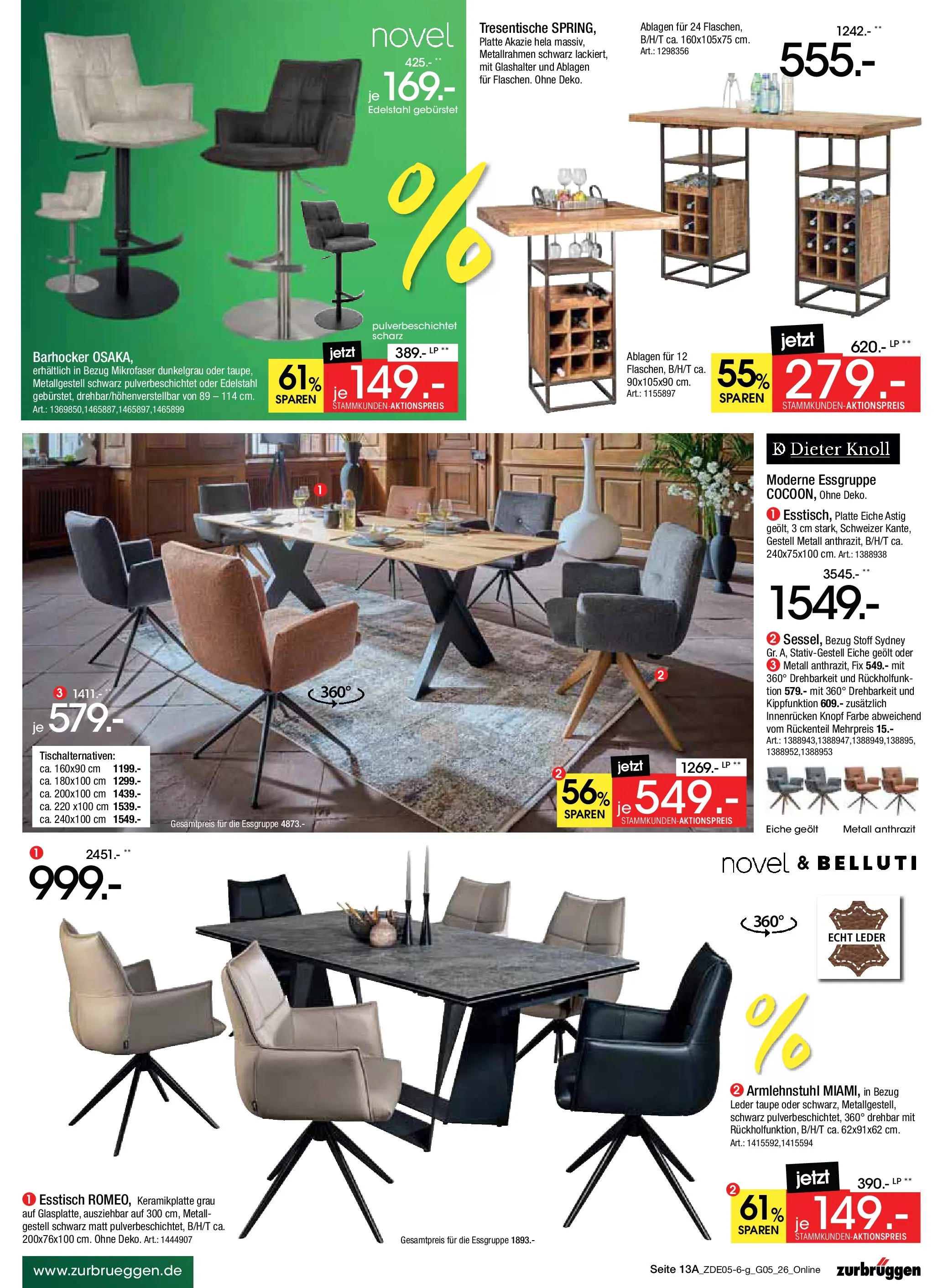 Zurbrüggen - Zurbrüggen: MaiDays Shopping (ab 08.05.2026) zum Blättern | Seite: 25 | Produkte: Esstisch, Essgruppe, Barhocker