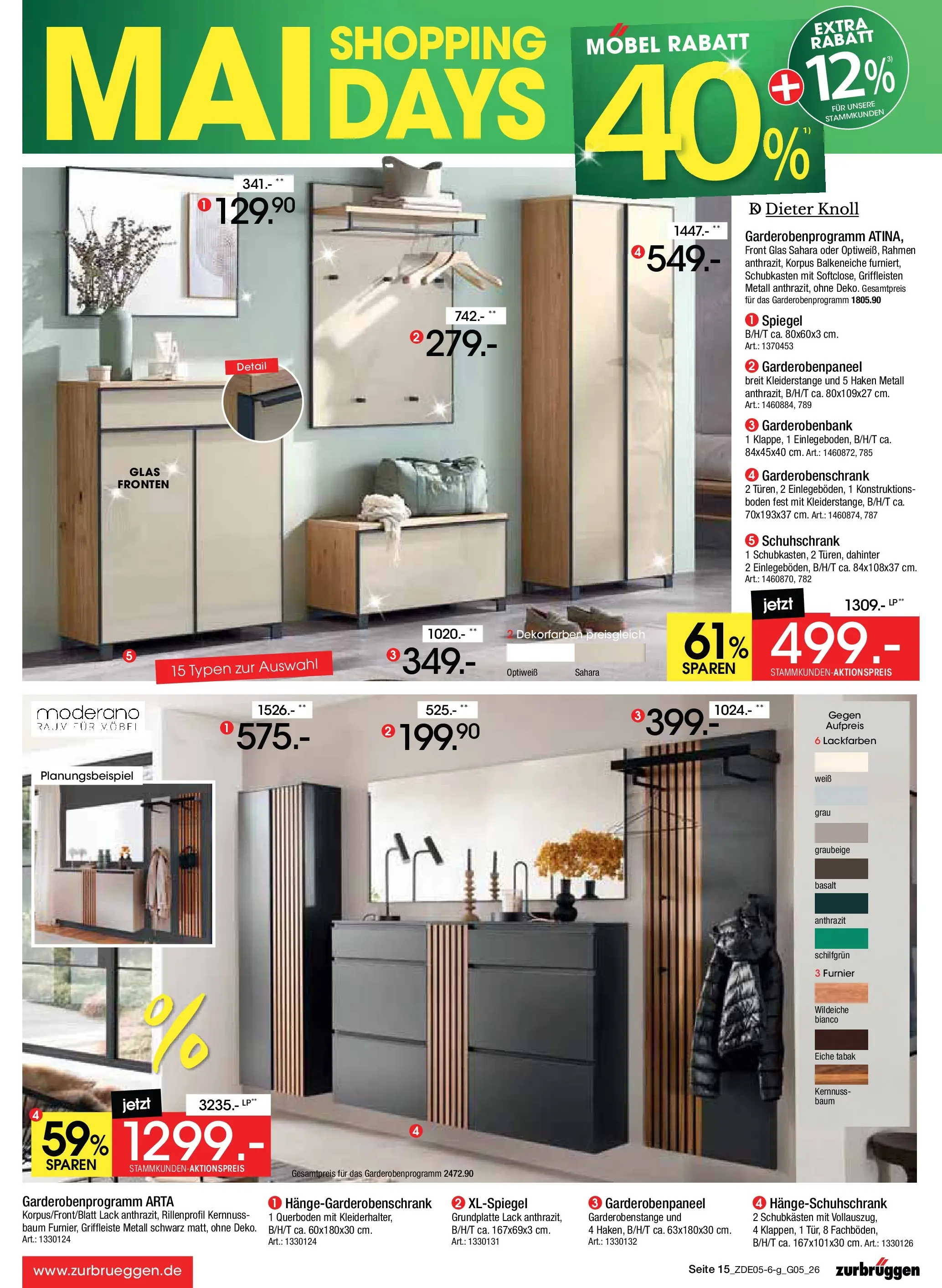 Zurbrüggen - Zurbrüggen: MaiDays Shopping (ab 08.05.2026) zum Blättern | Seite: 27 | Produkte: Spiegel, Garderobenschrank