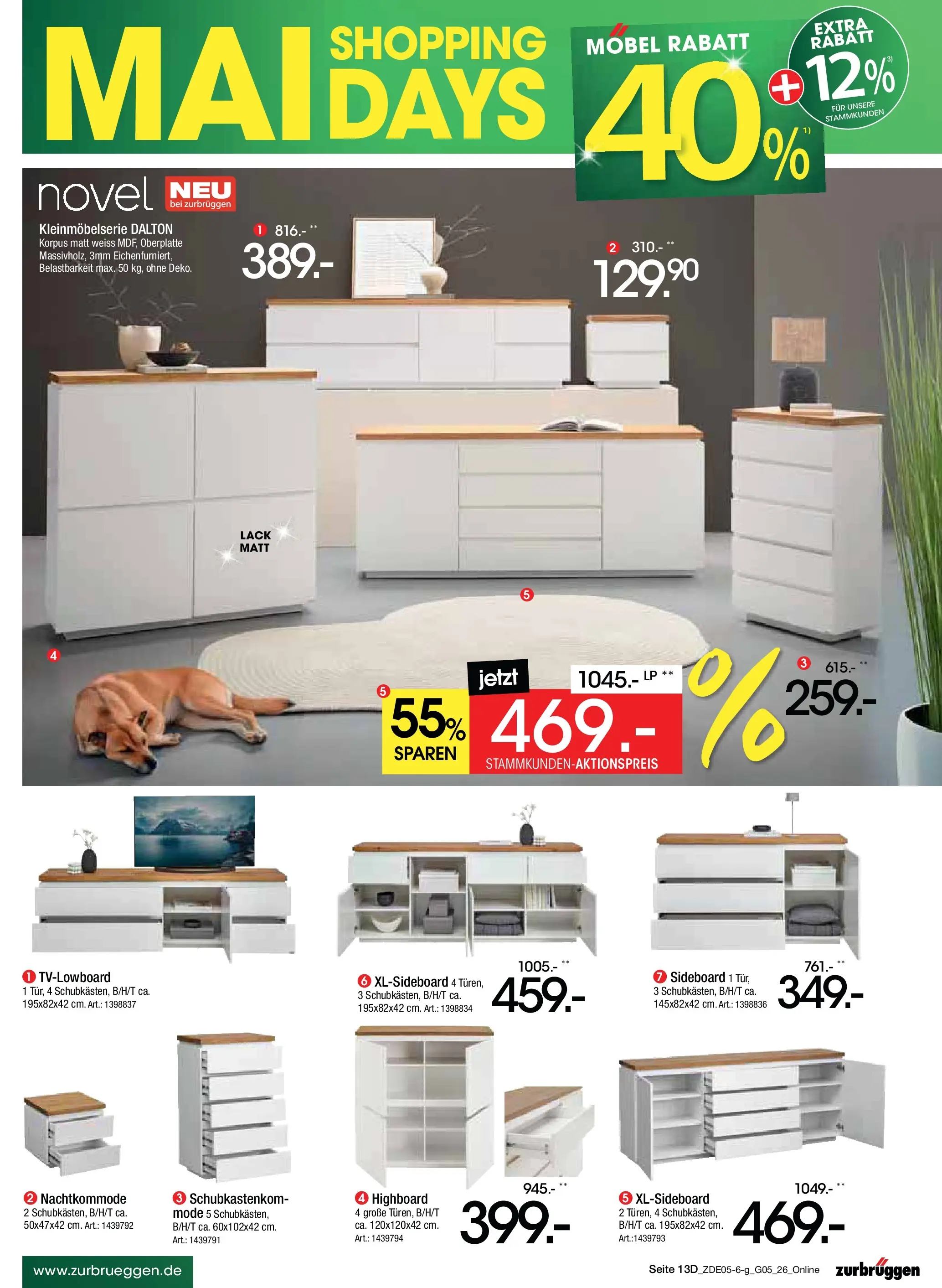 Zurbrüggen - Zurbrüggen: MaiDays Shopping (ab 08.05.2026) zum Blättern | Seite: 35 | Produkte: Sideboard, HIghboard