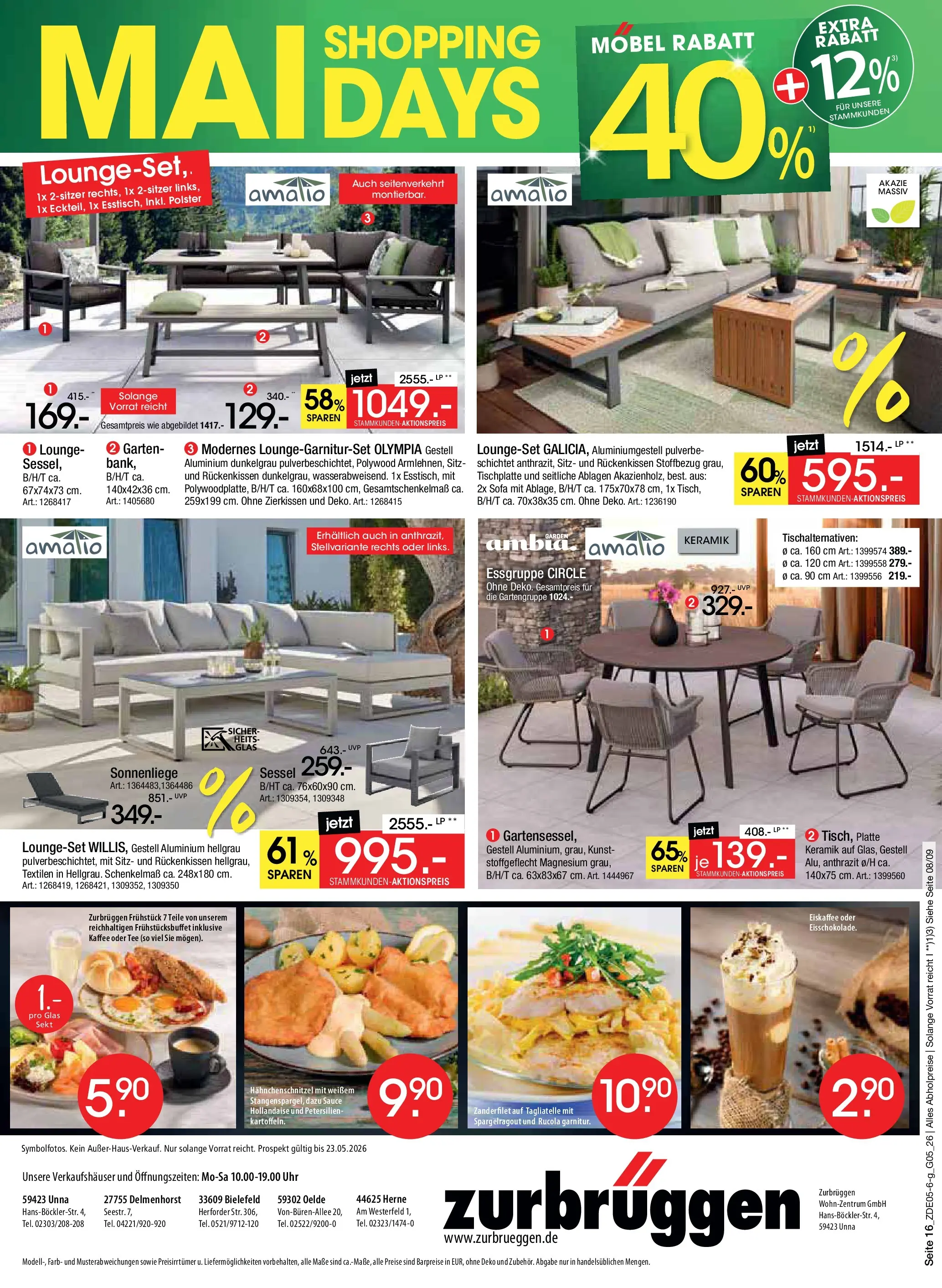 Zurbrüggen - Zurbrüggen: MaiDays Shopping (ab 08.05.2026) zum Blättern | Seite: 48 | Produkte: Essgruppe, Sofa, Sessel, Tee